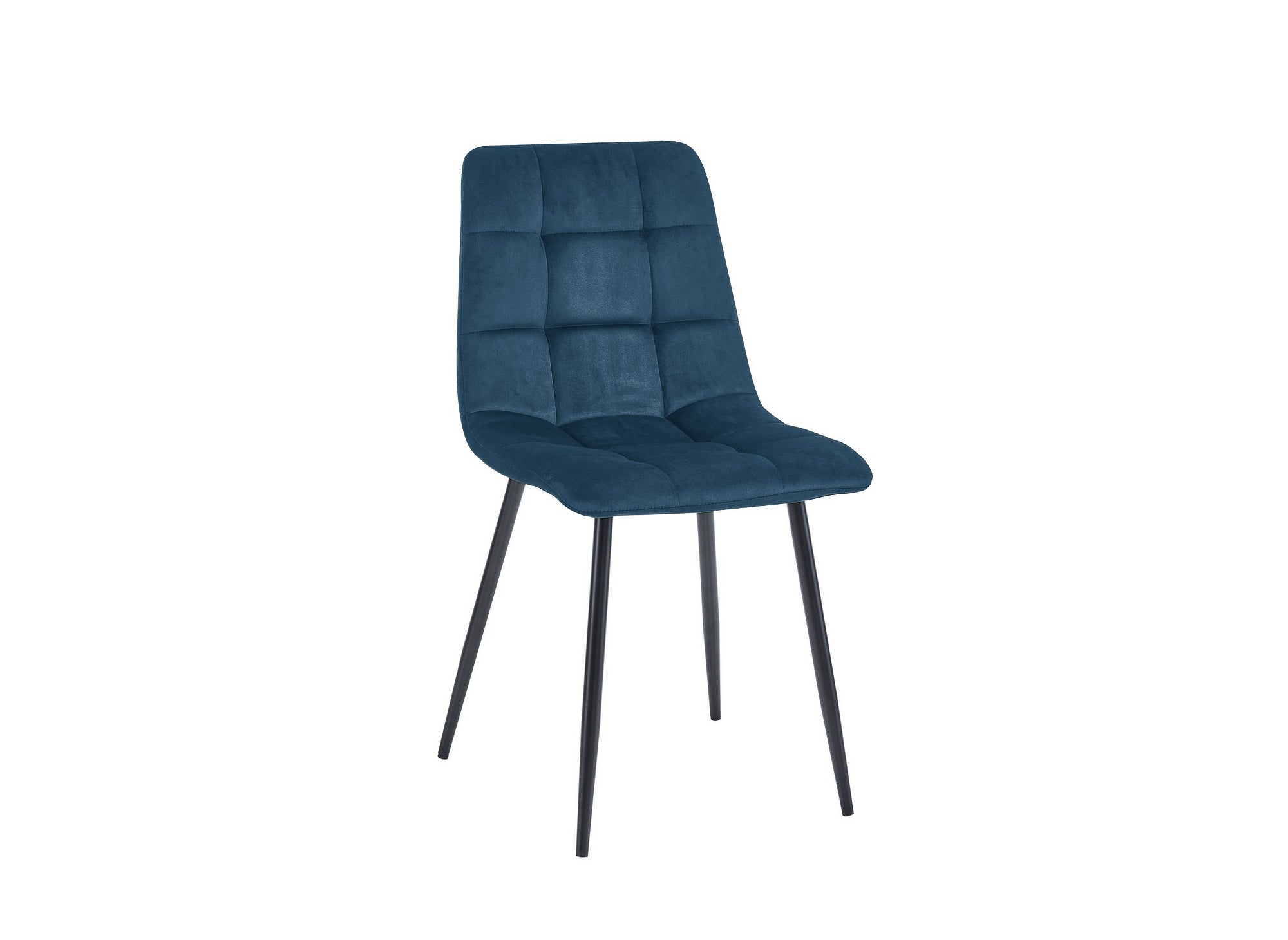 Lot de 4 chaises en velours bleu capitonné JEREMI