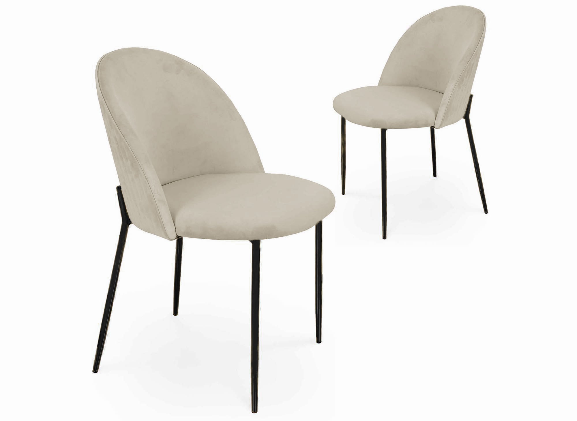 Lot de 2 chaises design en velours beige pieds noirs ARABEL