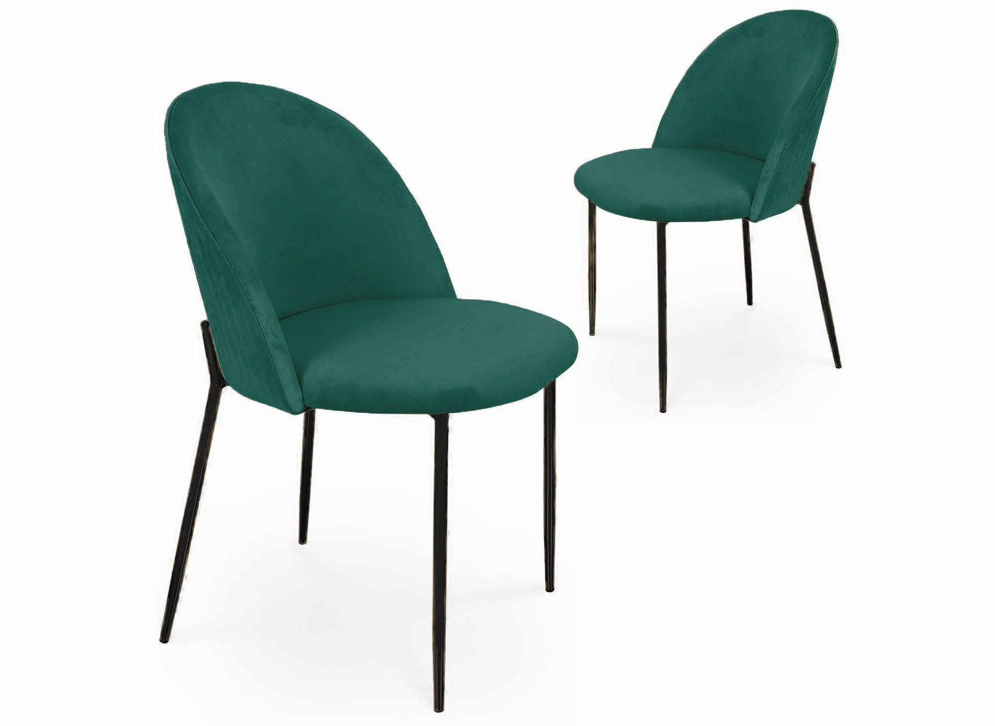 Lot de 2 chaises design en velours vert pieds noirs ARABEL