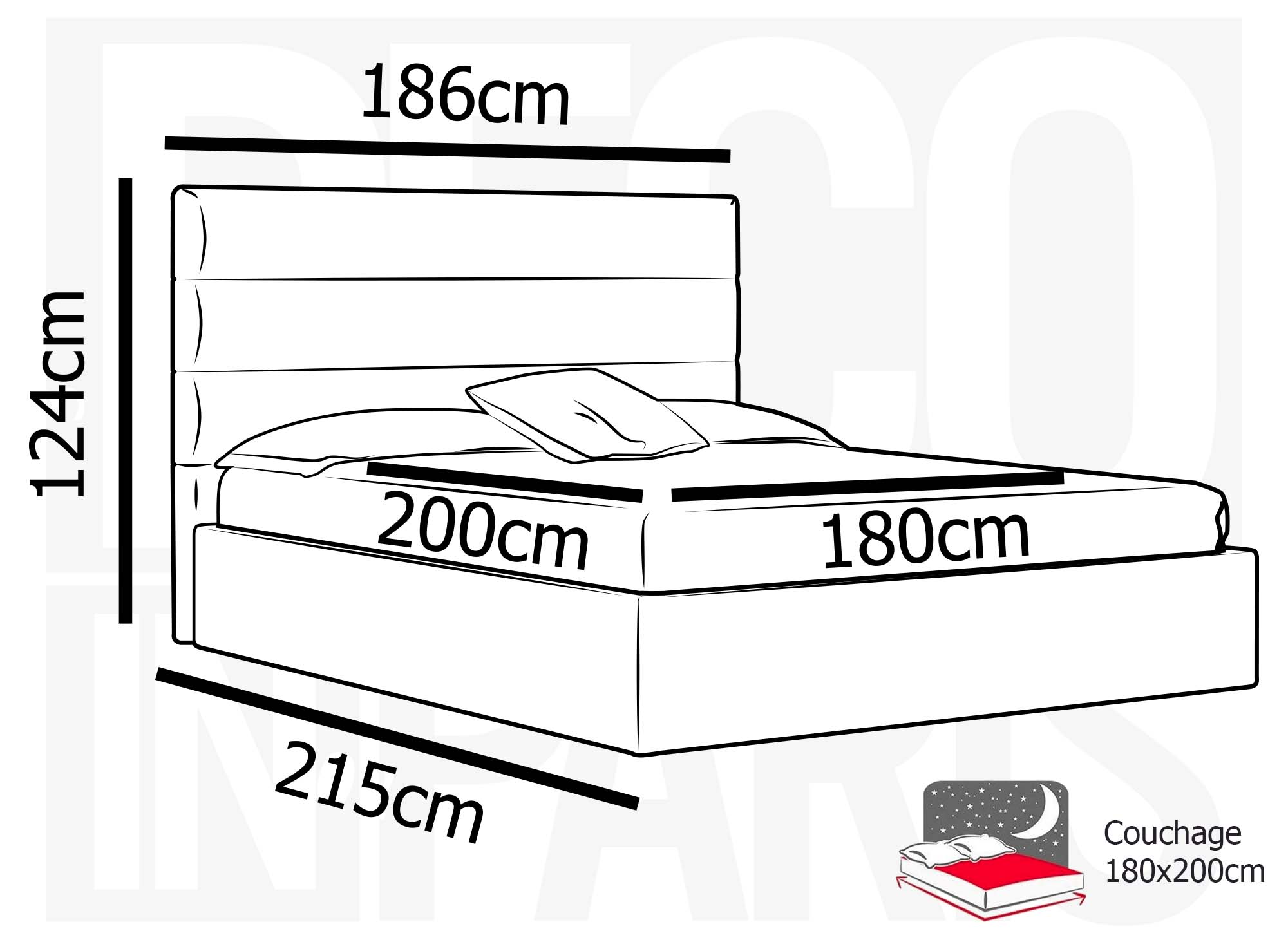 Letto contenitore in tessuto di lino grigio 180 x 200 cm SHANNA