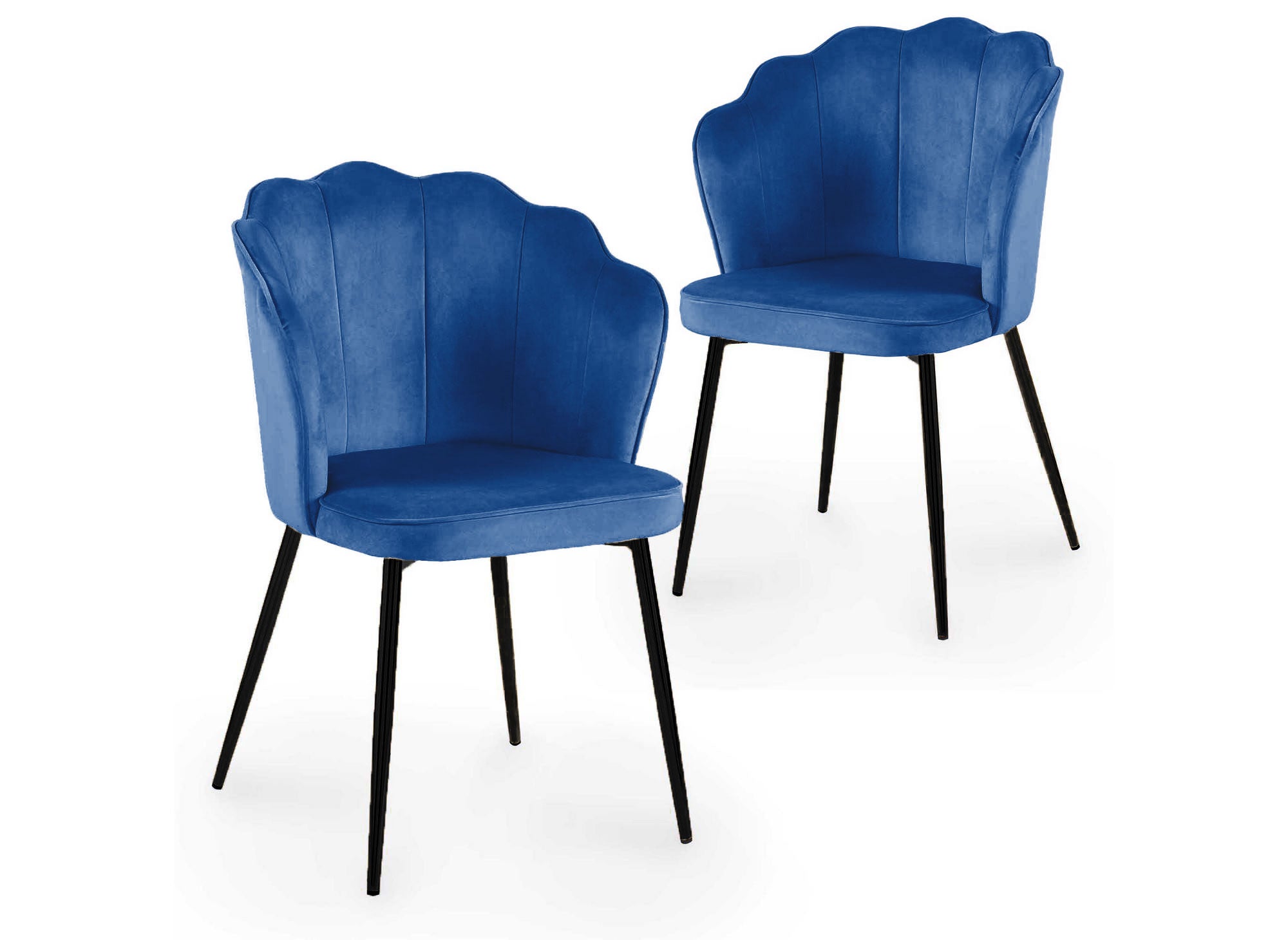 Lot de 2 chaises design en velours bleu pieds noirs GARANCE