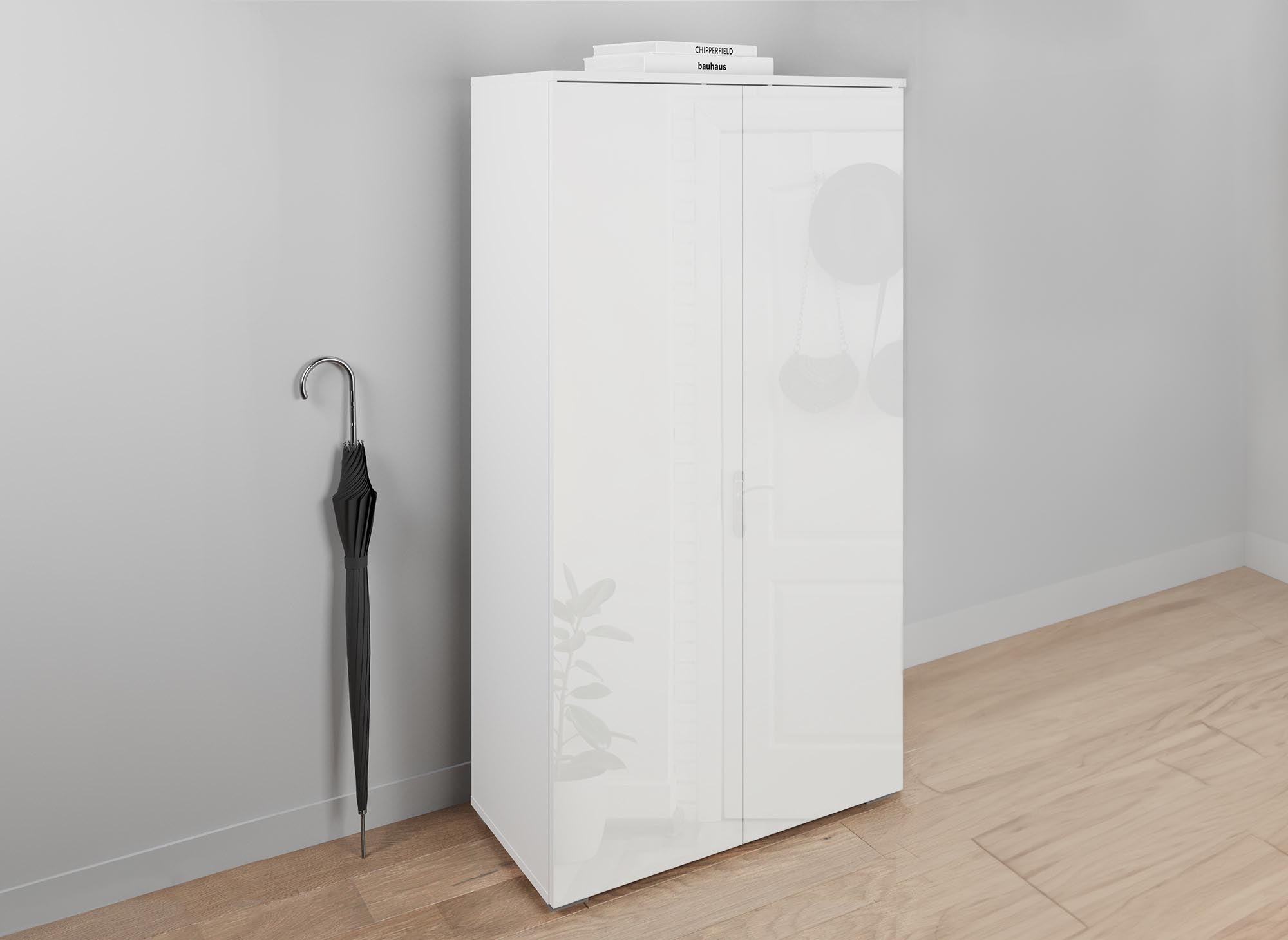 Meuble à chaussures 2 portes et 6 tiroirs blanc BAKI