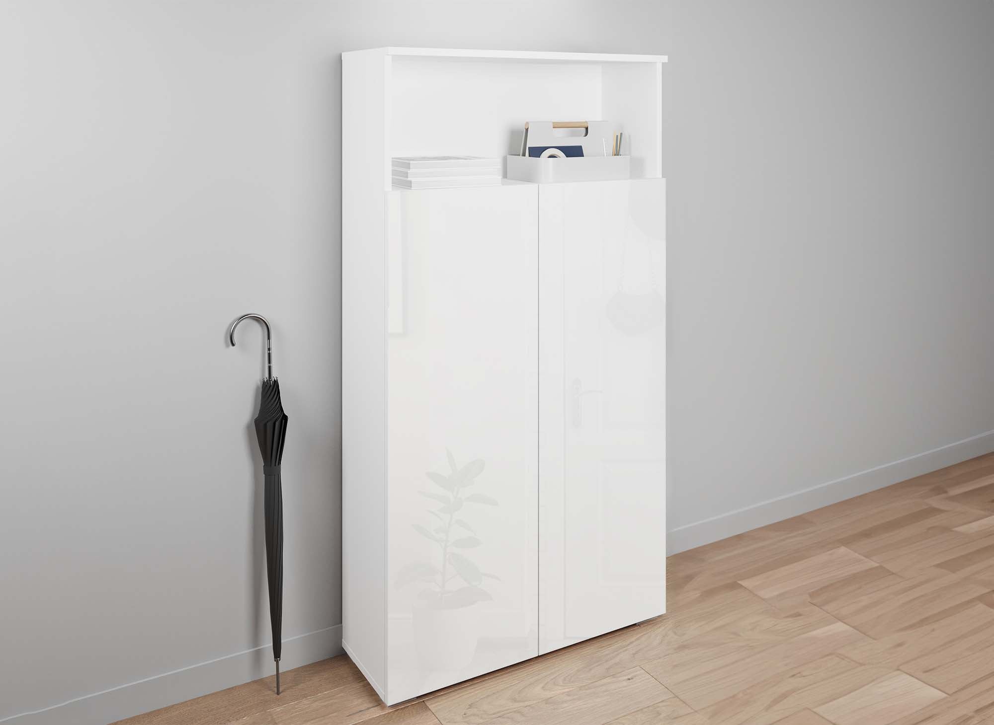 Meuble à chaussures 5 compartiments et 1 niche blanc BAKI