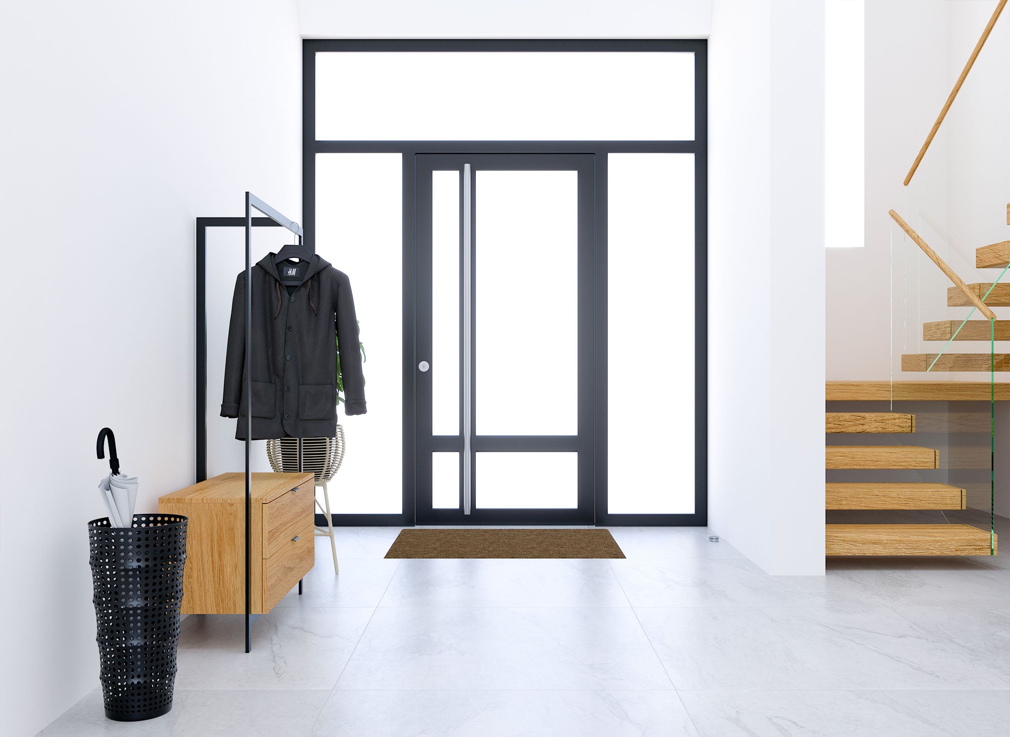 Meuble d'entrée portant et 2 tiroirs en bois et métal GLENN