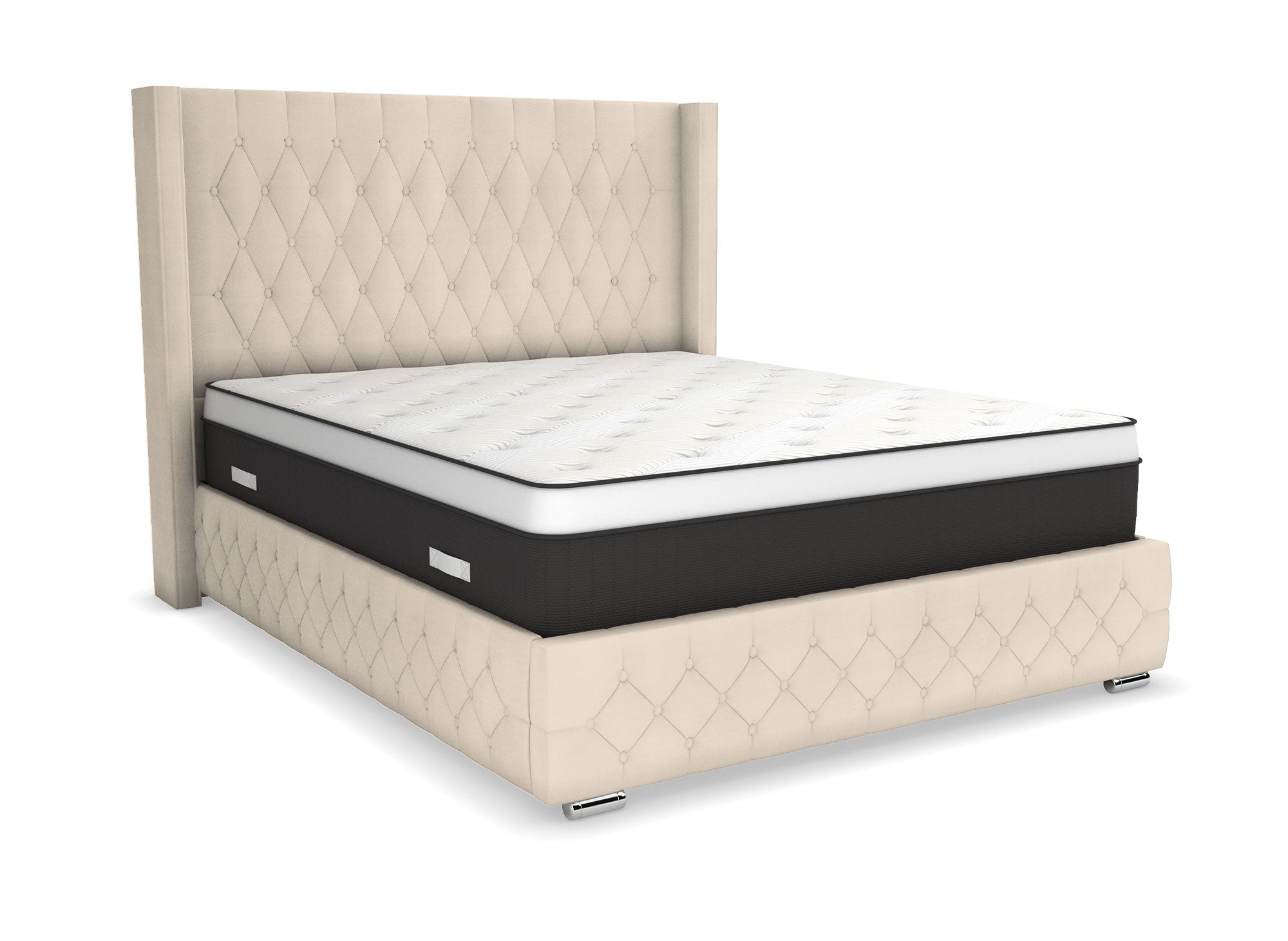 Letto contenitore in velluto beige 160X200 cm PERLA