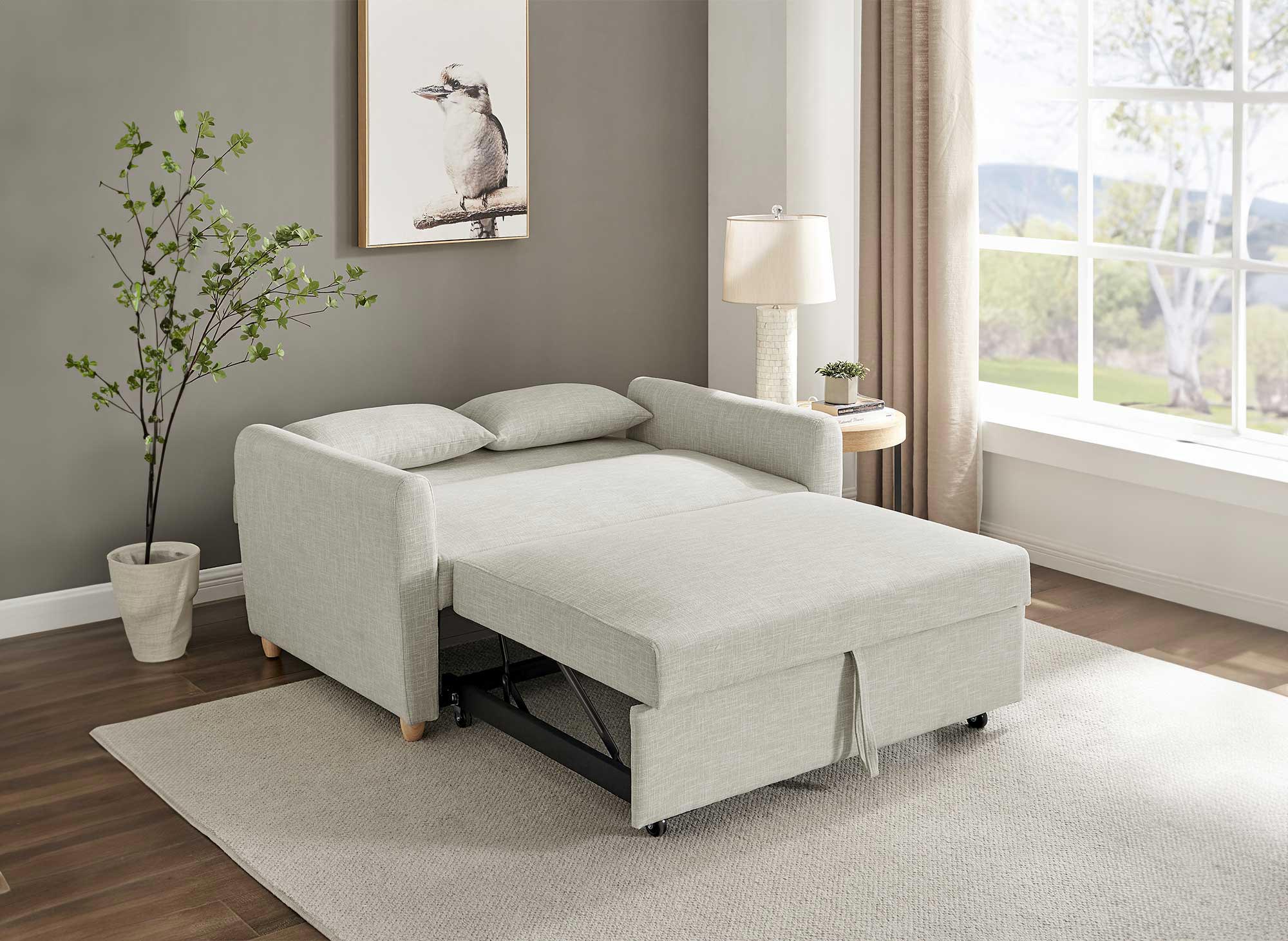 Canapé convertible scandinave en tissu beige KALAYA