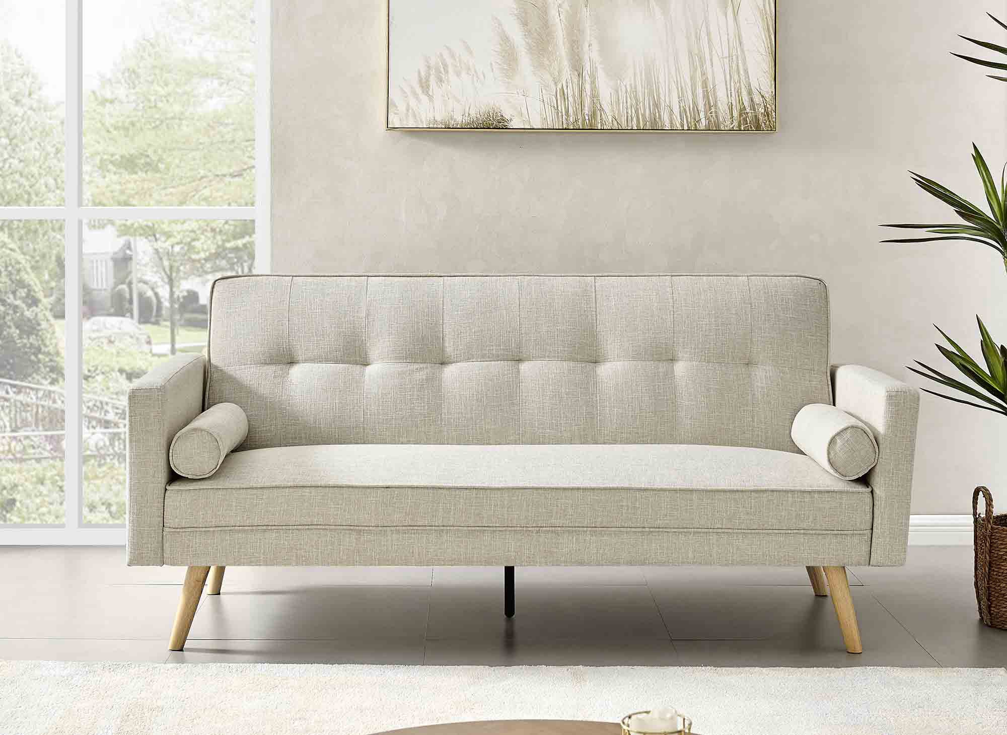 Banquette clic clac beige en tissu TANIA