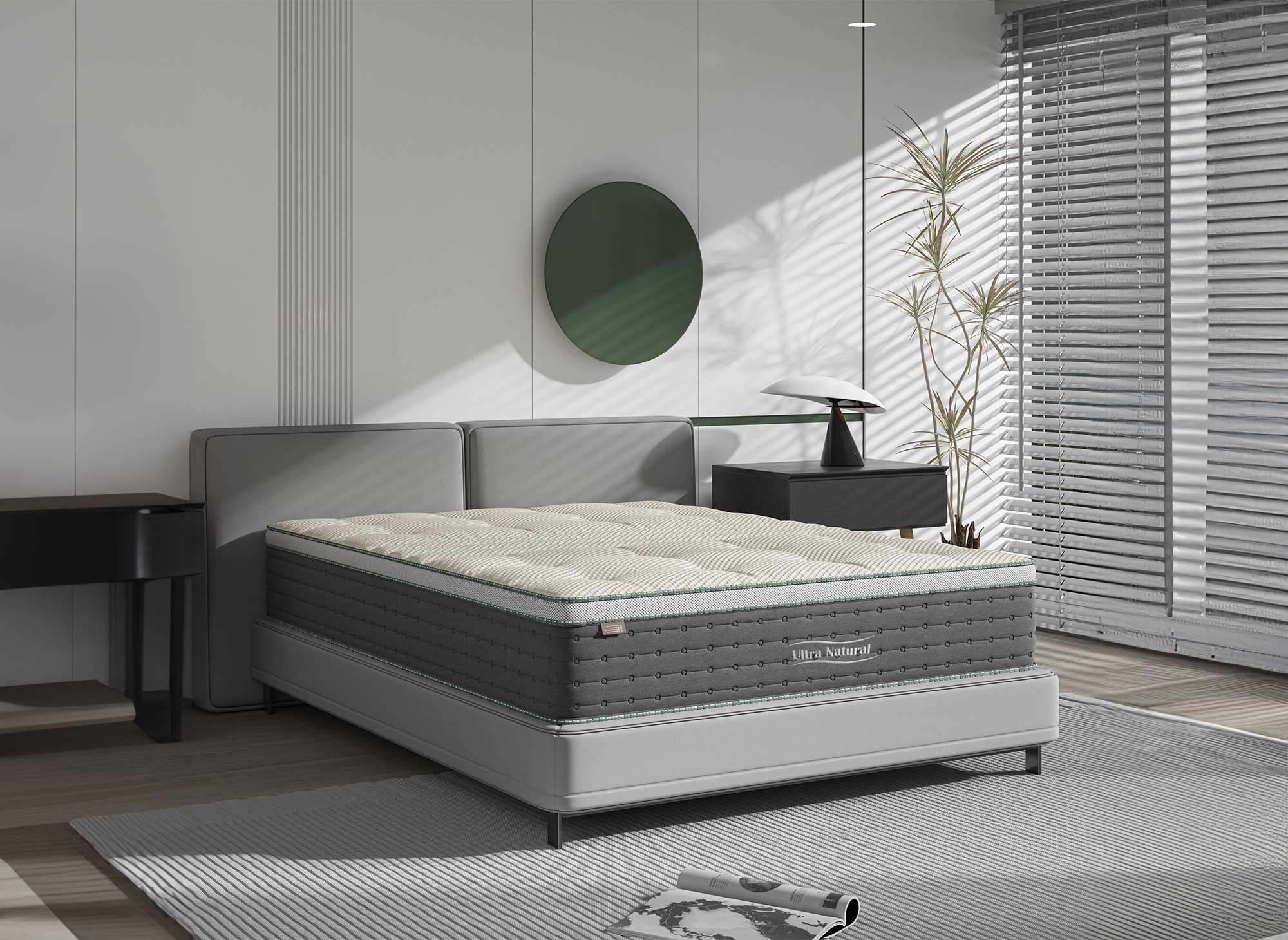 Matelas hybride NATURAL 140 x 190 cm ressorts ensachés et soie épaisseur 29 cm