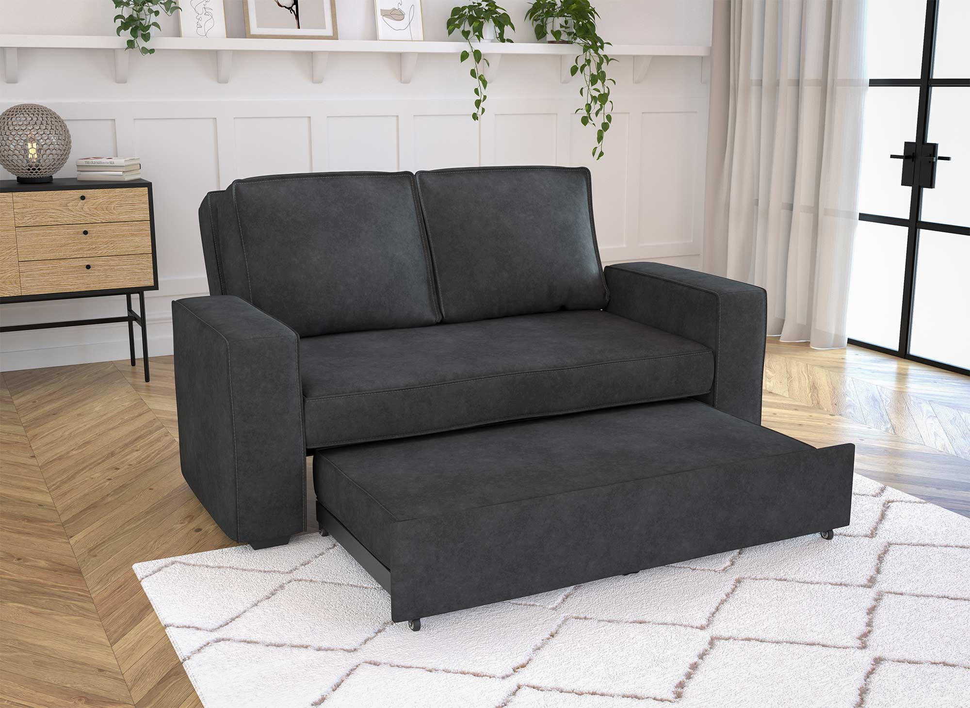 Canapé 3 places convertible gris JAMES