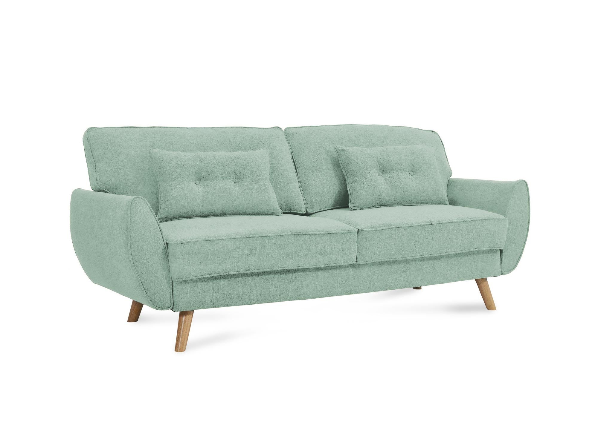 Canapé clic clac en tissu vert d'eau avec pieds en bois PANAMA