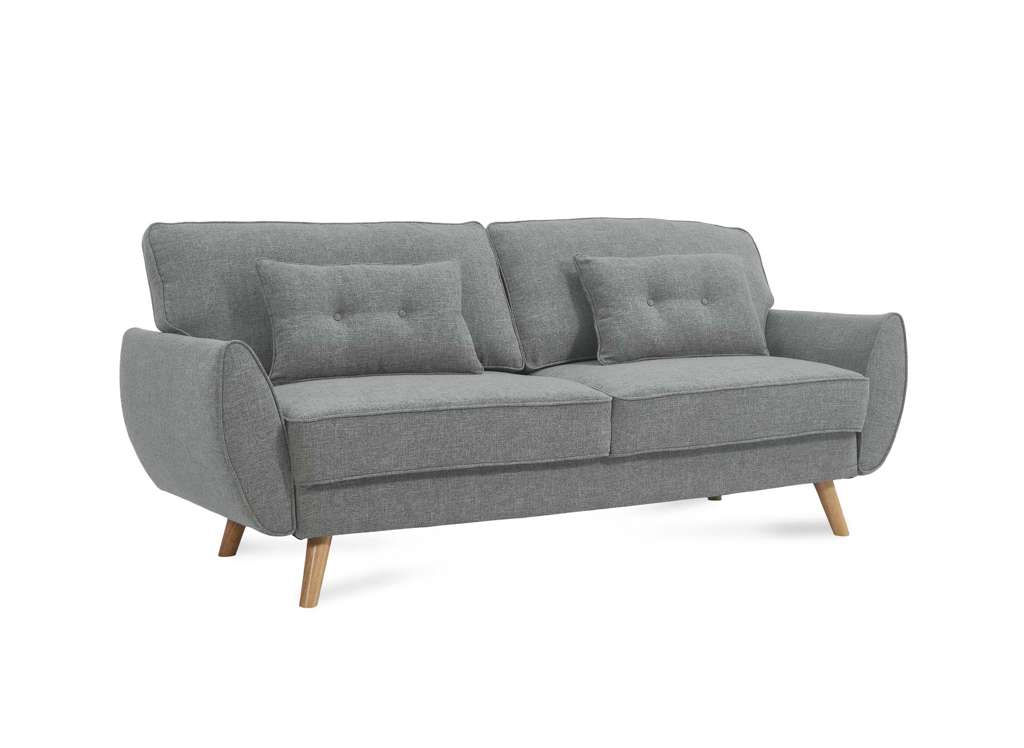 Canapé clic clac en tissu gris clair avec pieds en bois PANAMA