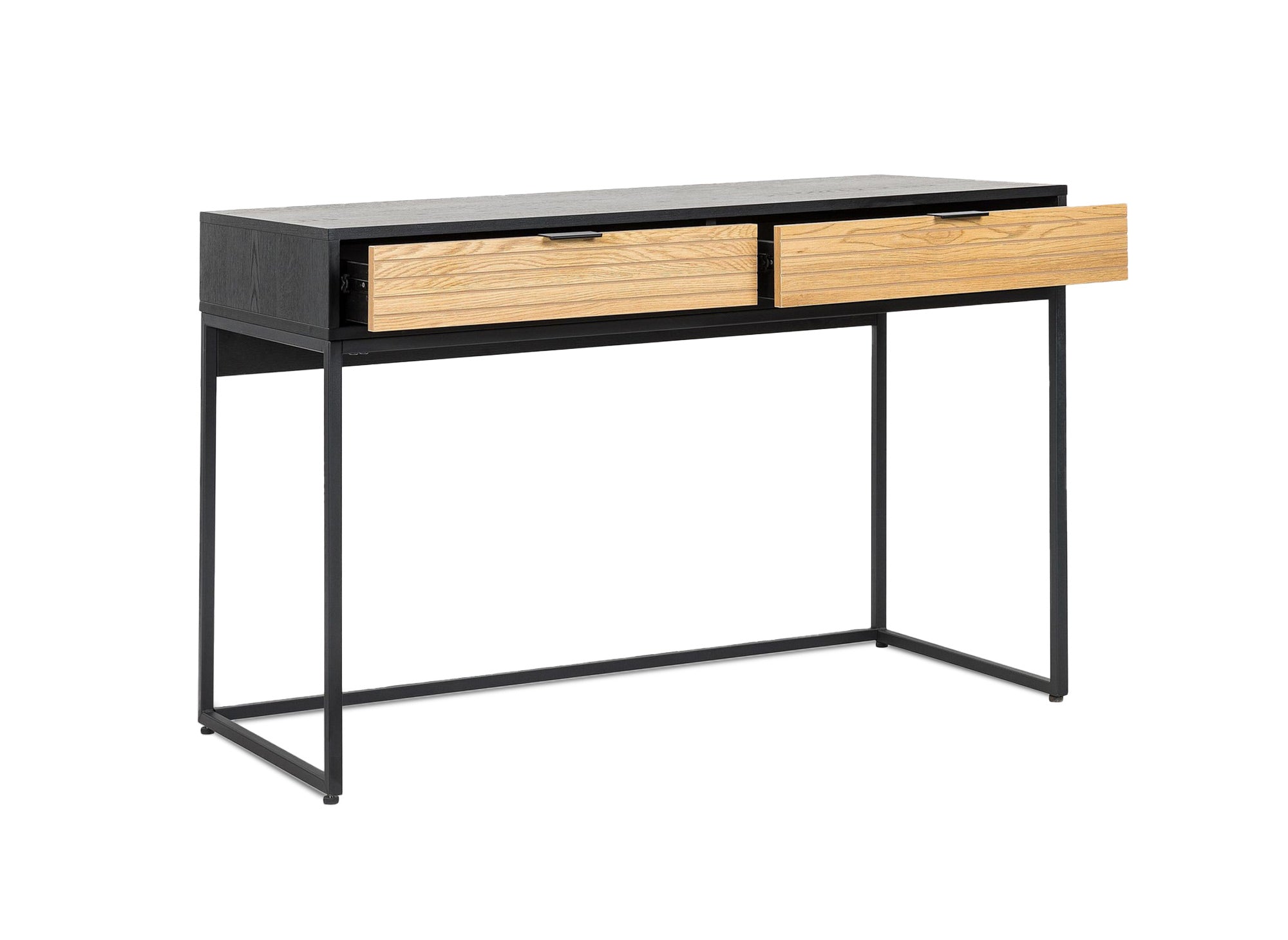 Bureau 2 tiroirs en bois clair et métal noir TISSIA