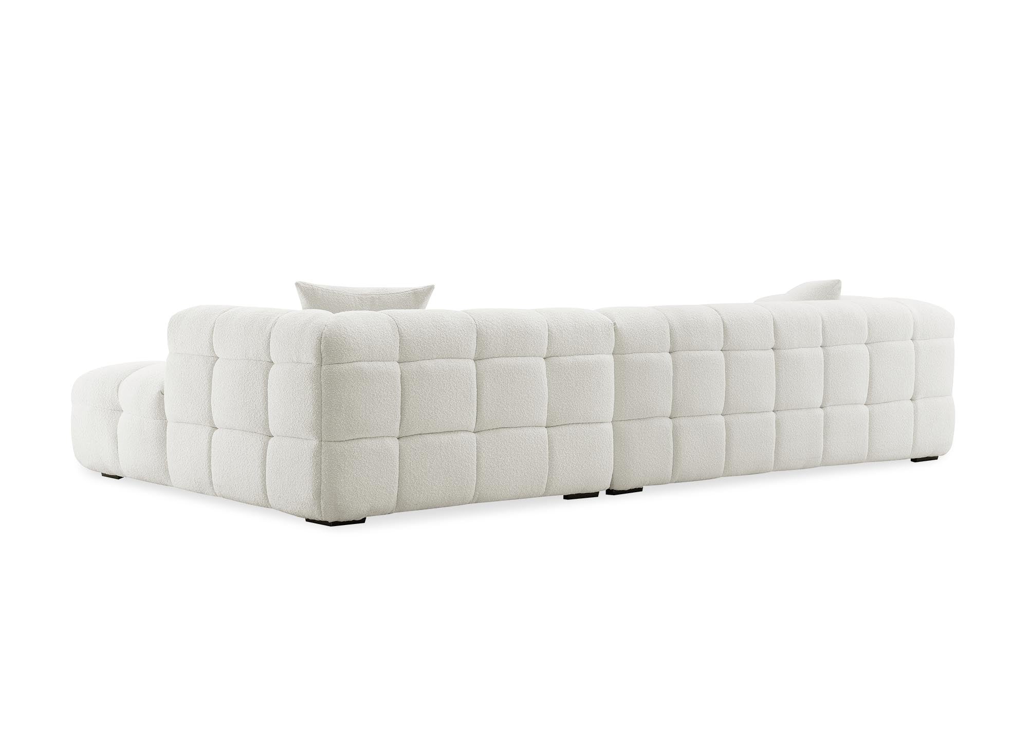 Canapé d'angle effet peau de mouton blanc écru BELLA - Angle droit