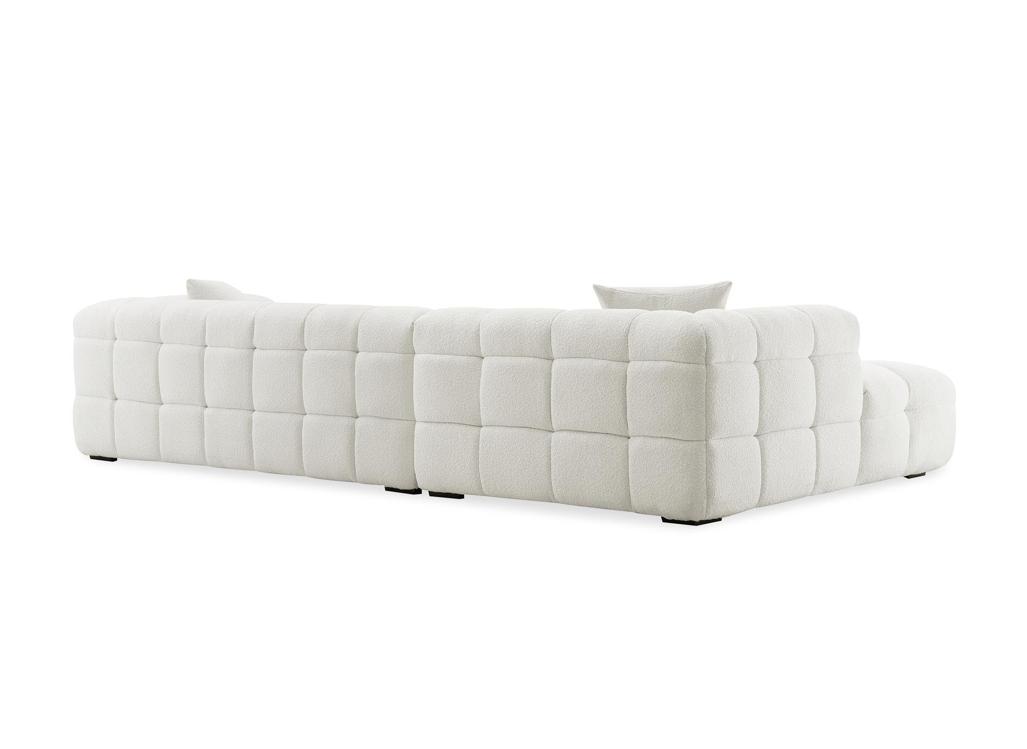 Canapé d'angle effet peau de mouton blanc écru BELLA - Angle gauche