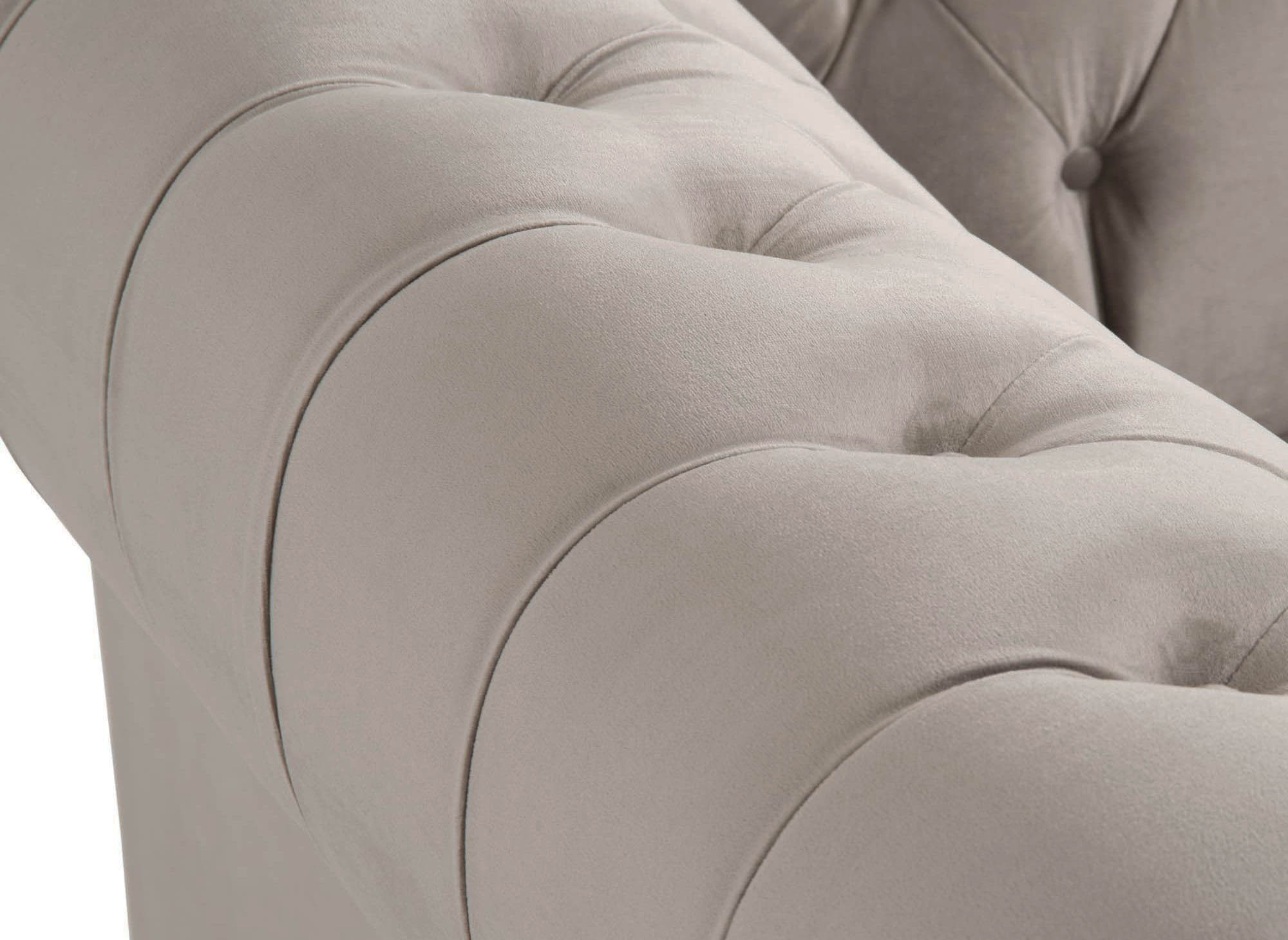 Canapé chesterfield 2 places en velours beige - WILSTON