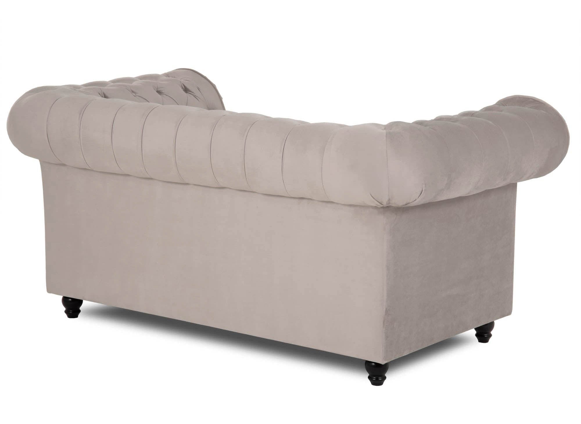 Canapé chesterfield 2 places en velours beige - WILSTON