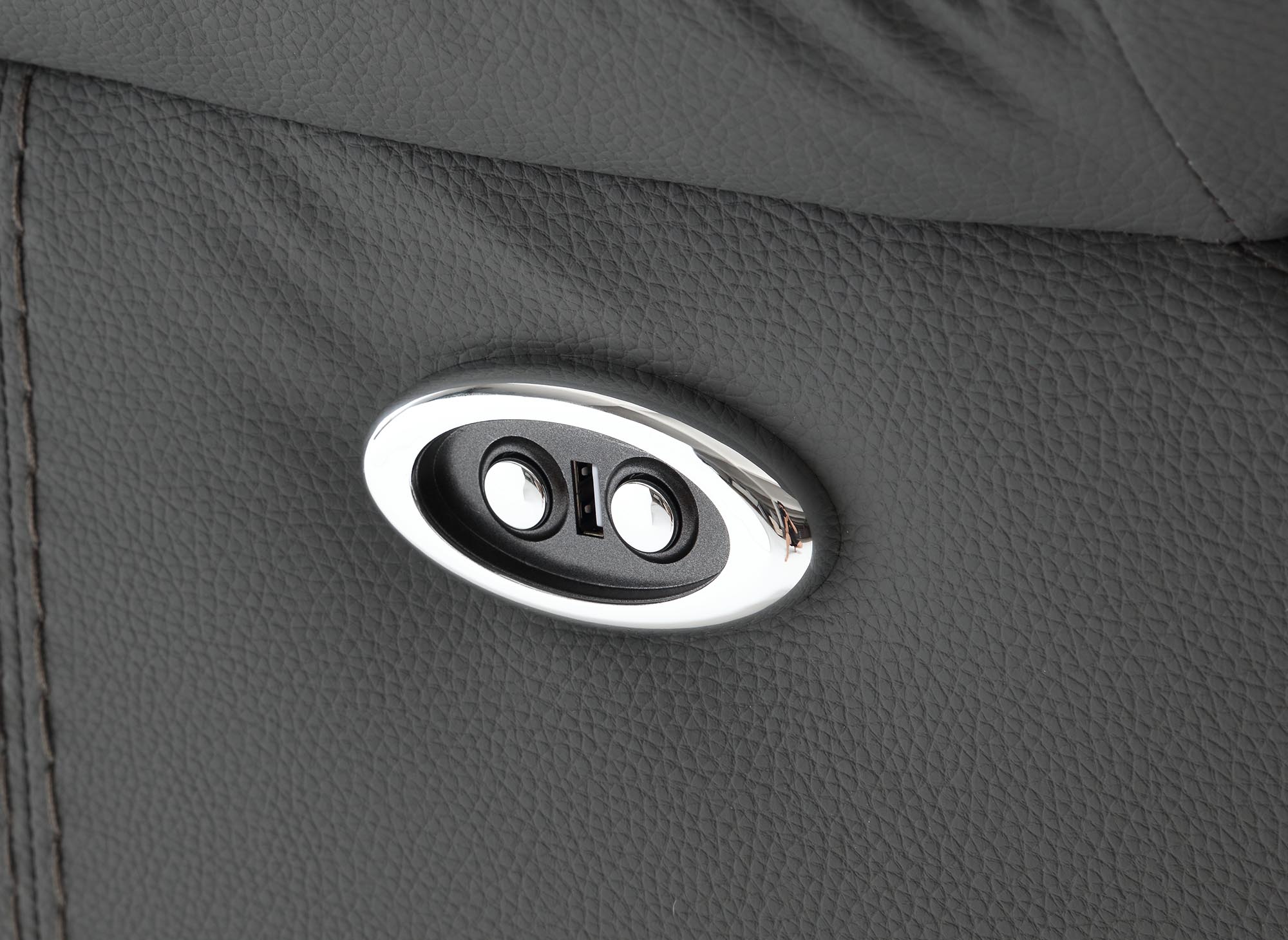 Canapé 3 places relax électrique en simili cuir gris foncé ELISE