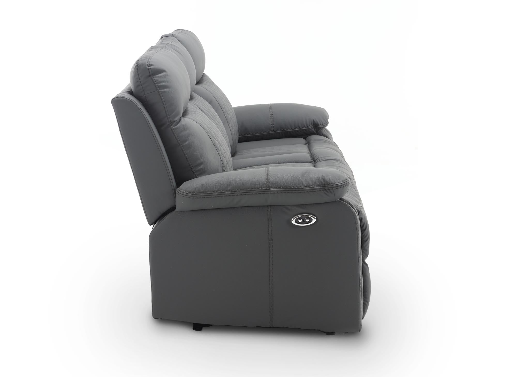 Canapé 3 places relax électrique en simili cuir gris foncé ELISE