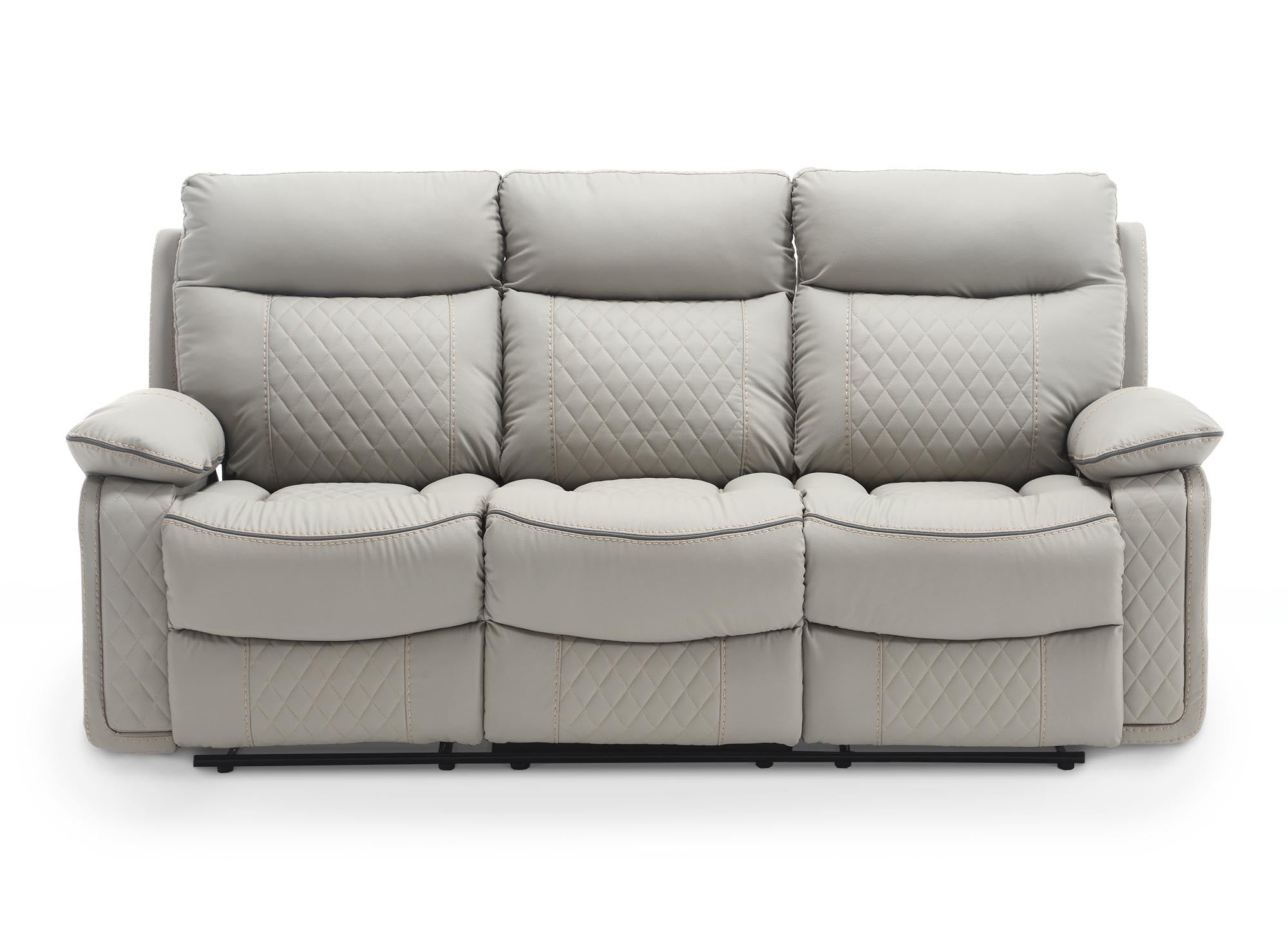 Canapé 3 places relax électrique en simili cuir gris clair ELISE