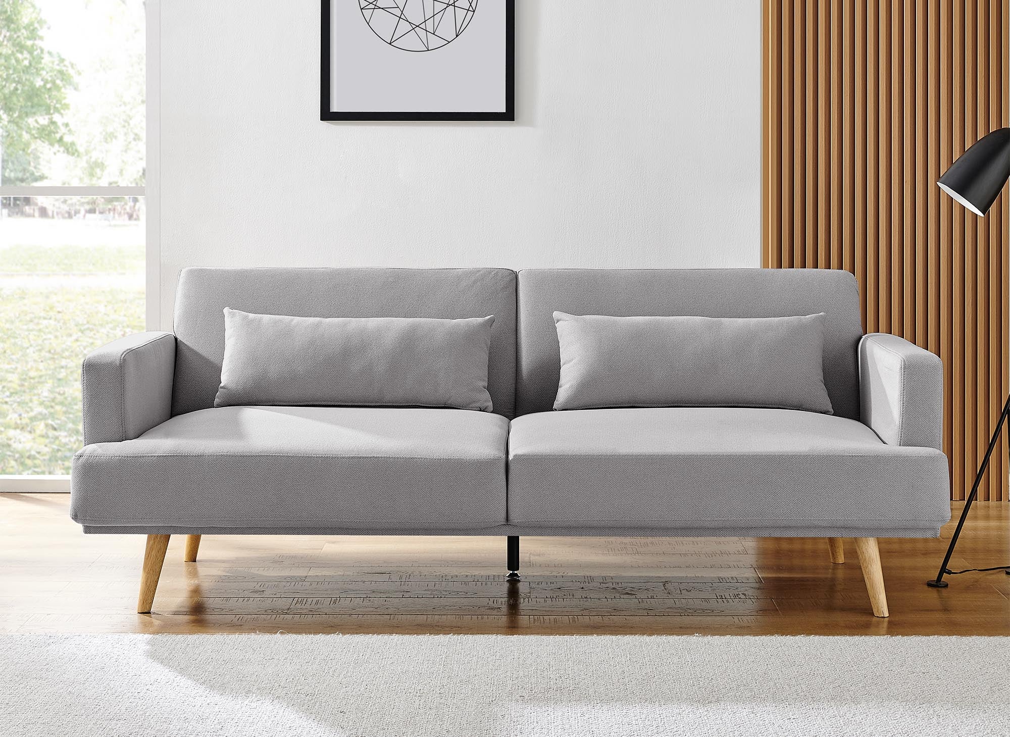 Canapé clic clac 3 places en tissu gris BART