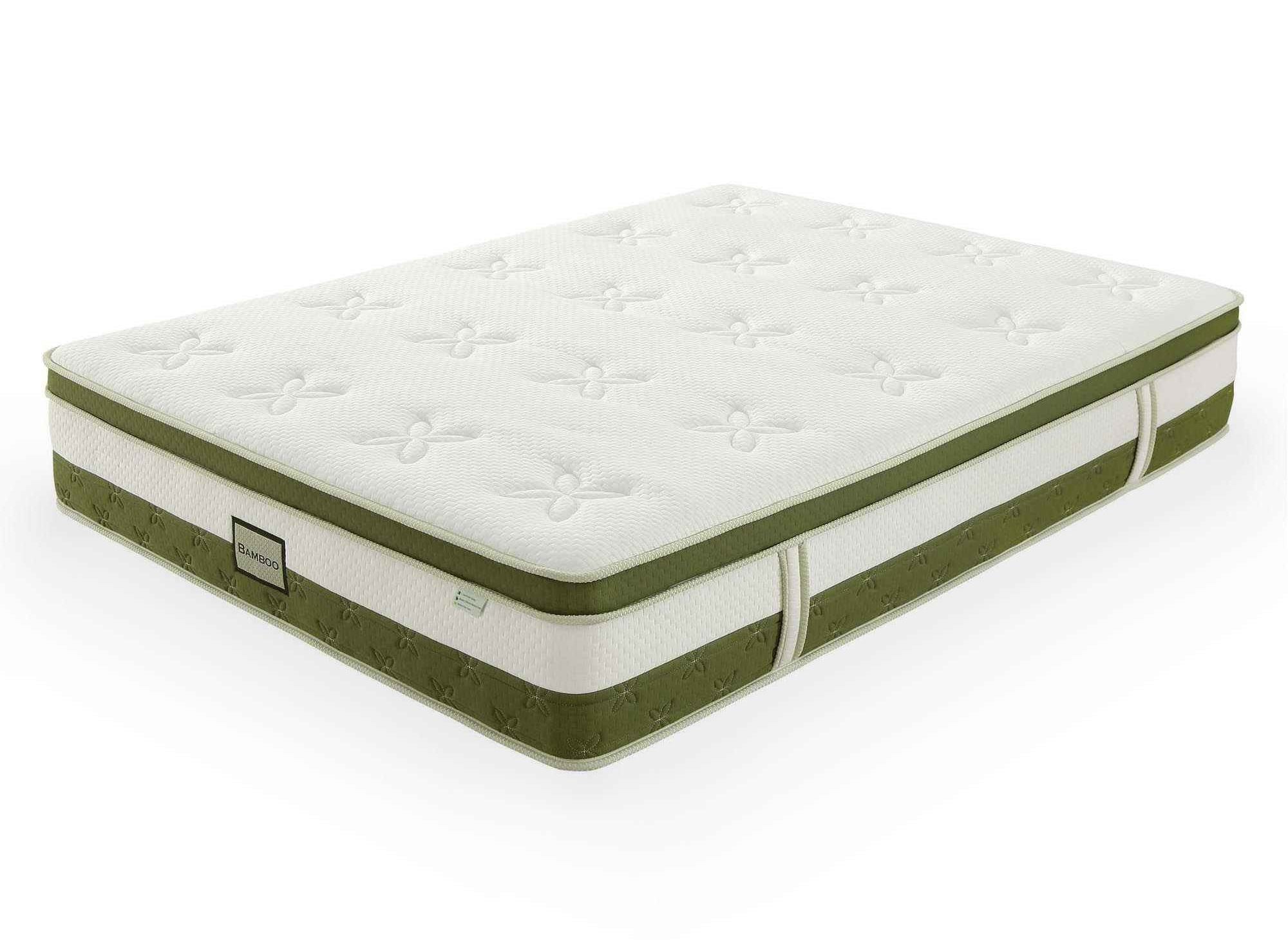 Matelas hybride BAMBOO 180 x 200 cm ressorts ensachés et mémoire de forme épaisseur 30 cm