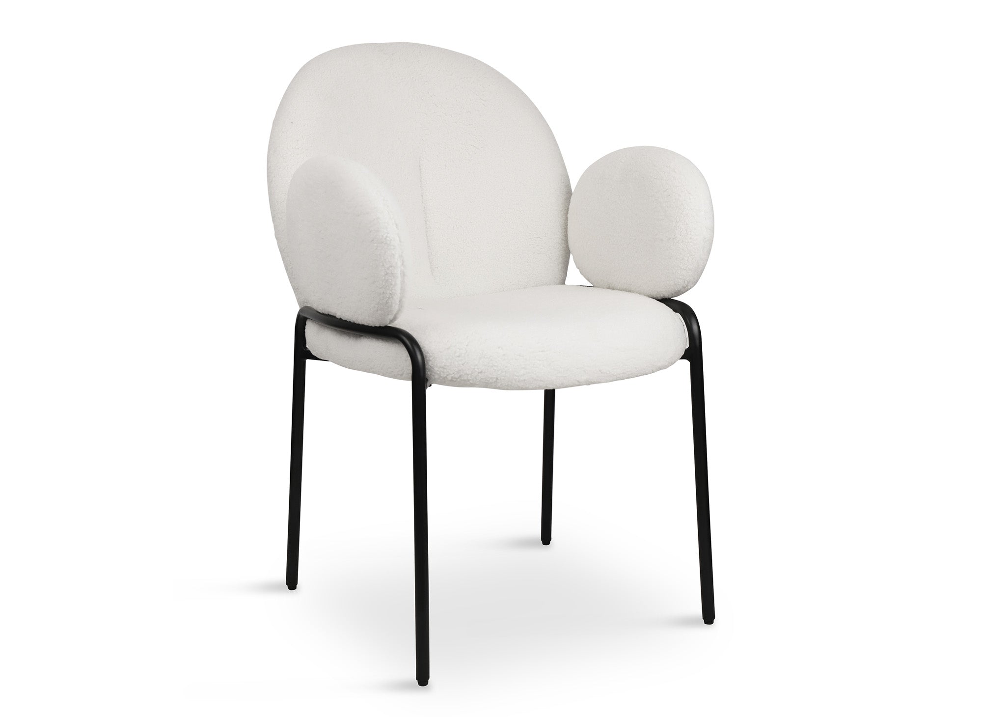 Lot de 2 fauteuils design avec accoudoirs en tissu bouclette blanc BENTA