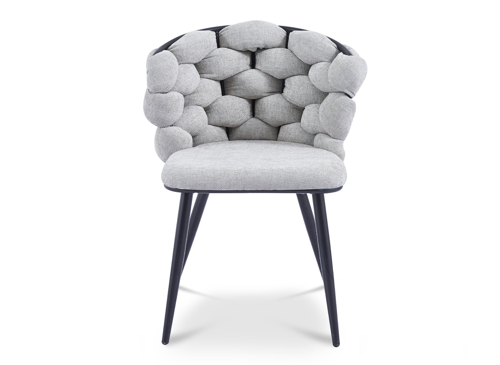 Lot de 2 chaises en tissu gris pieds en métal noir CECILE