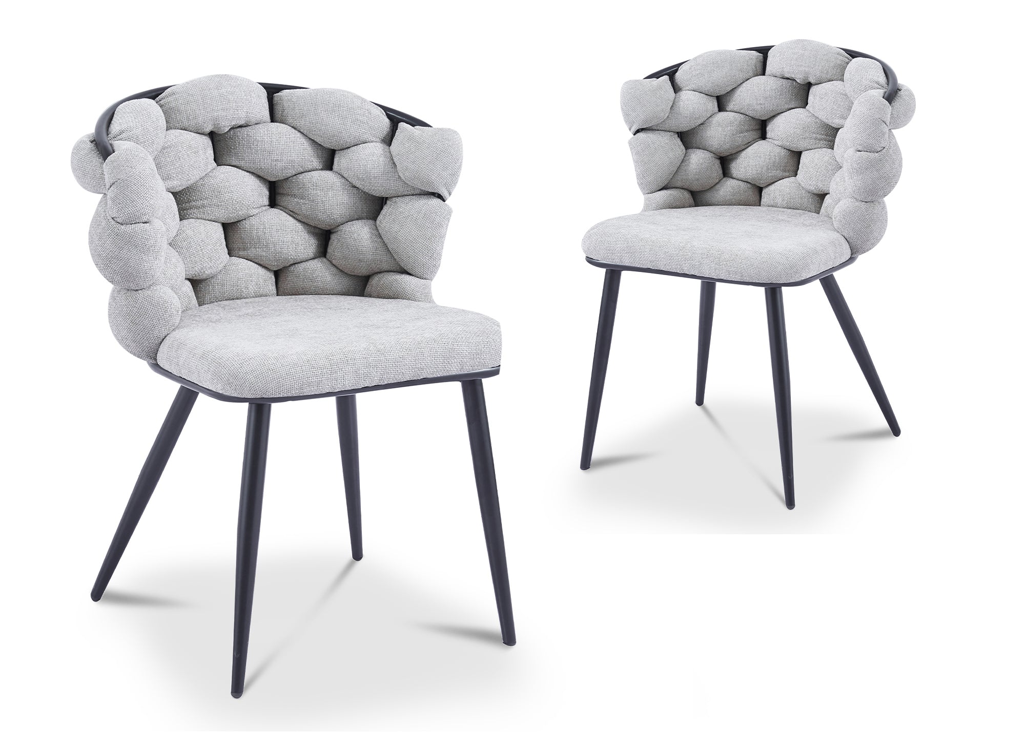 Lot de 2 chaises en tissu gris pieds en métal noir CECILE