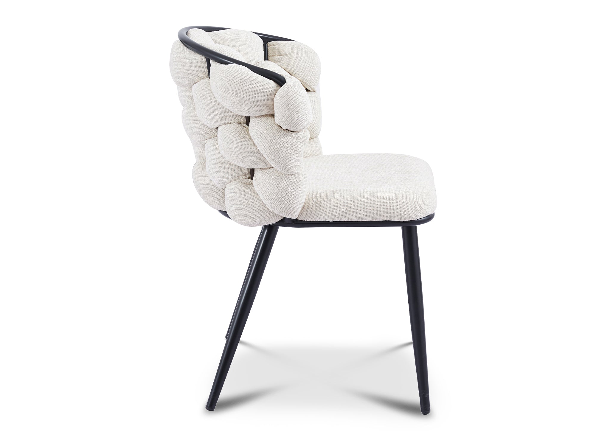 Lot de 2 chaises en tissu beige pieds en métal noir CECILE