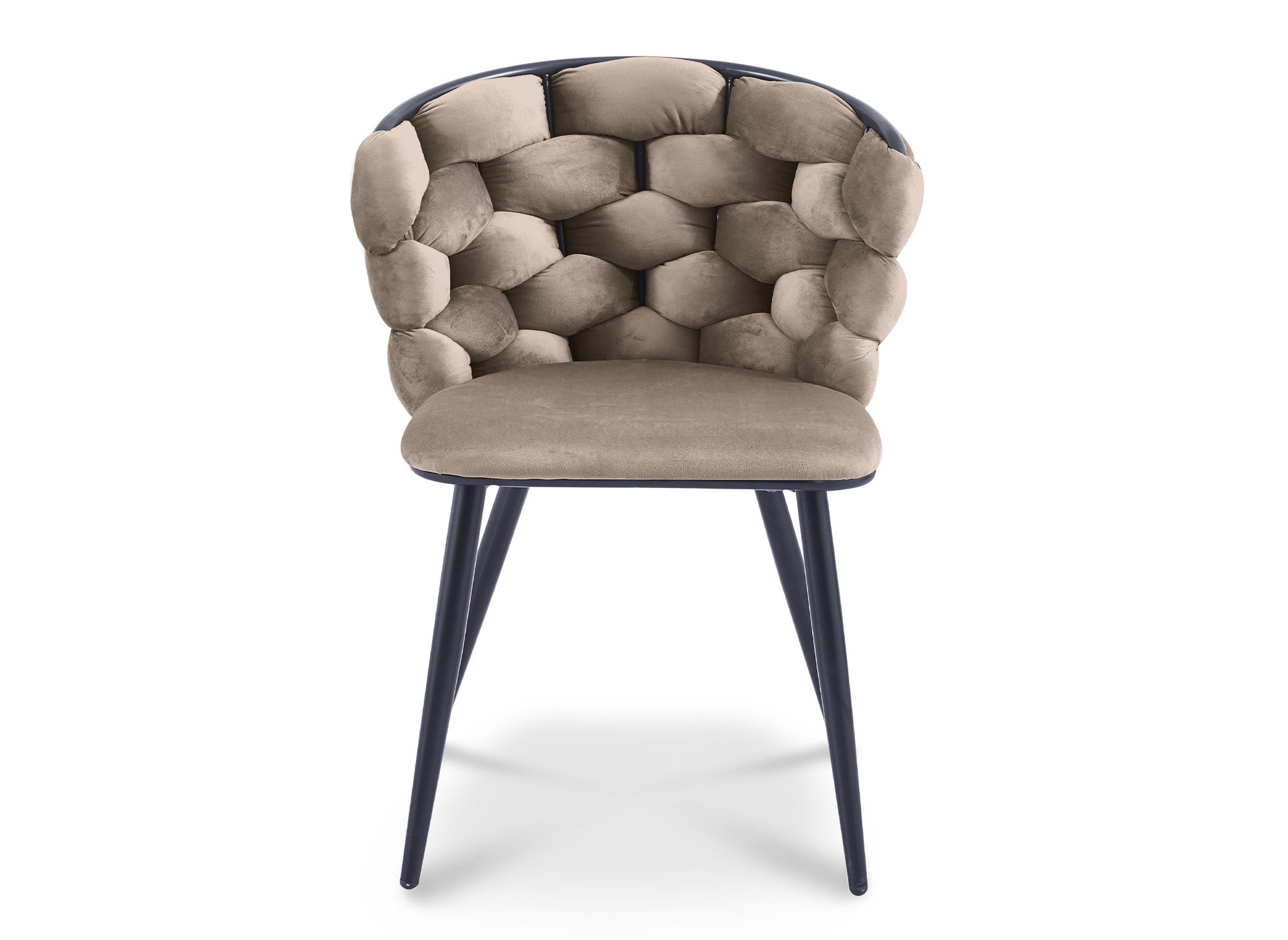 Lot de 2 chaises en velours taupe pieds en métal noir CECILE