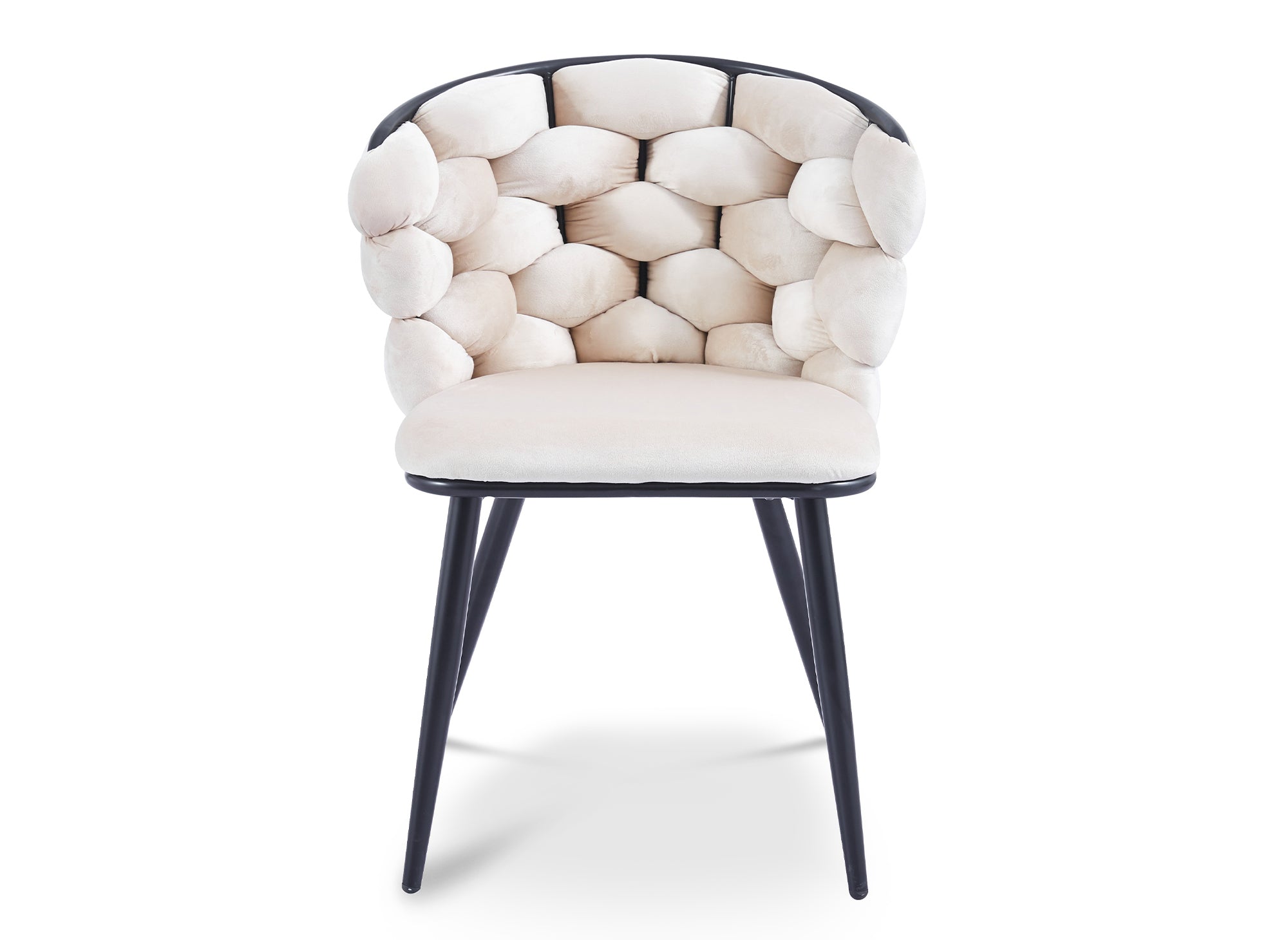 Lot de 2 chaises en velours beige pieds en métal noir CECILE