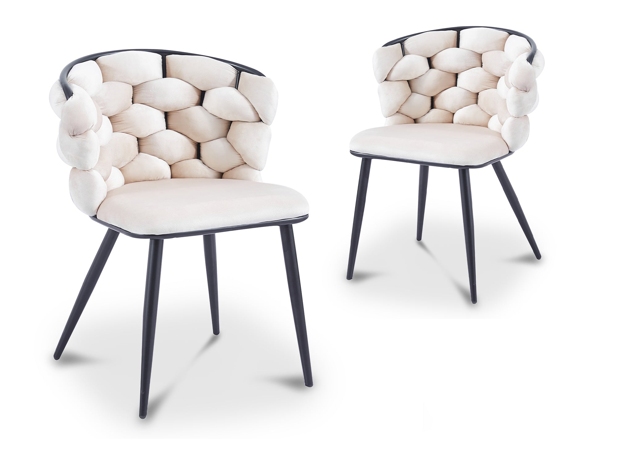 Lot de 2 chaises en velours beige pieds en métal noir CECILE