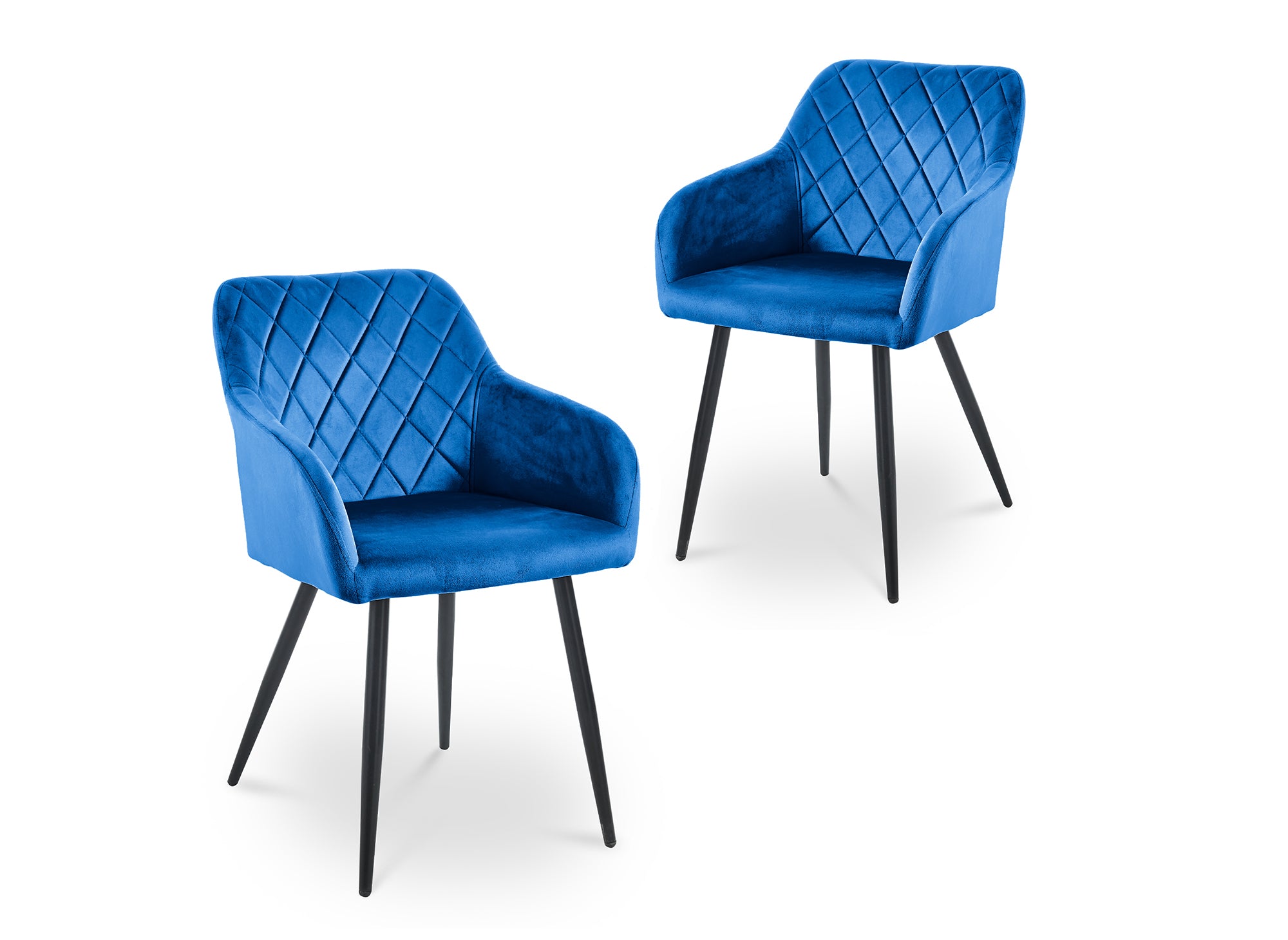 Lot de 2 chaises avec accoudoirs en velours bleu KANA