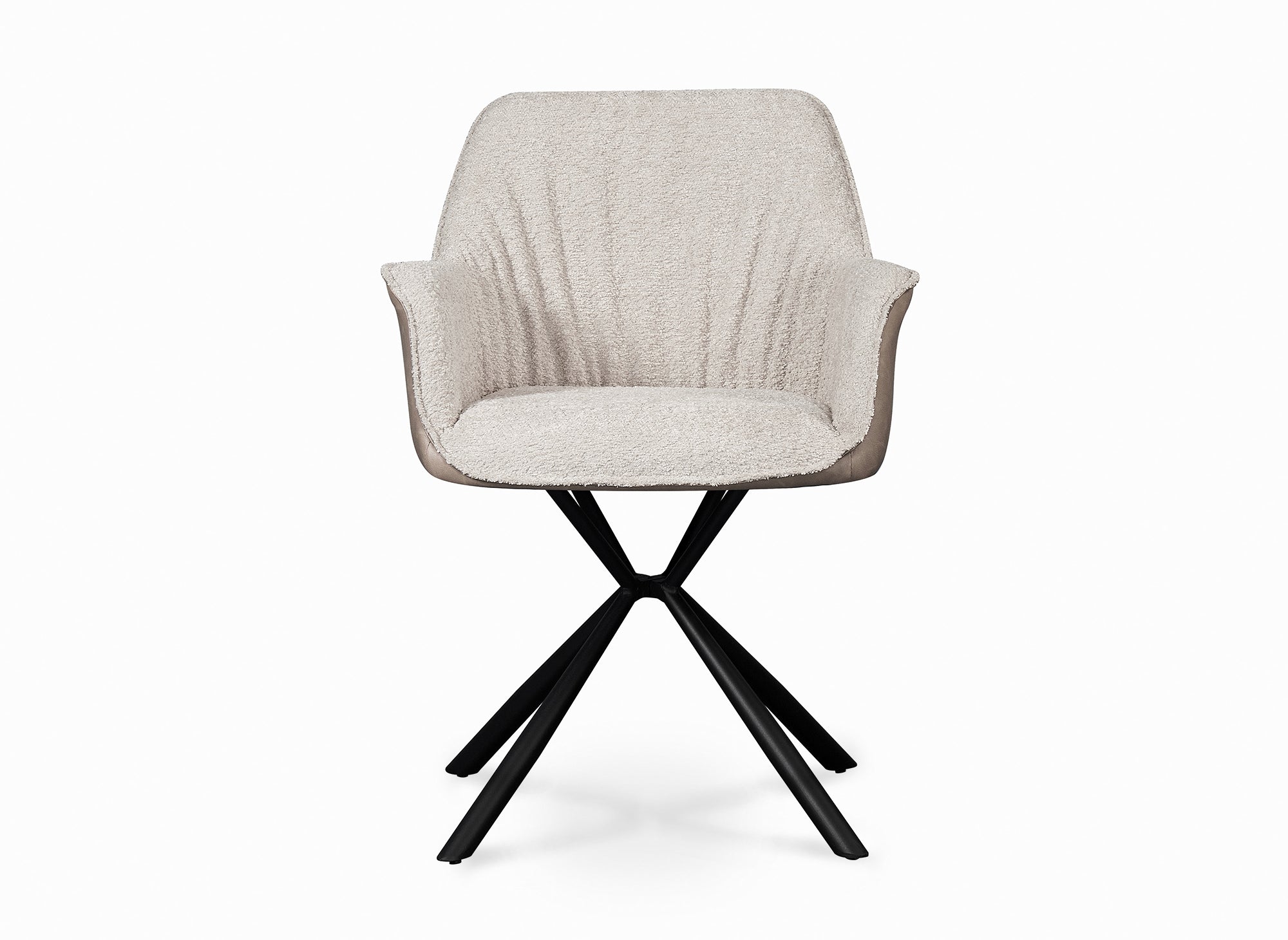 Lot de 2 chaises avec accoudoir en tissu bouclette beige et simili cuir marron PIRO