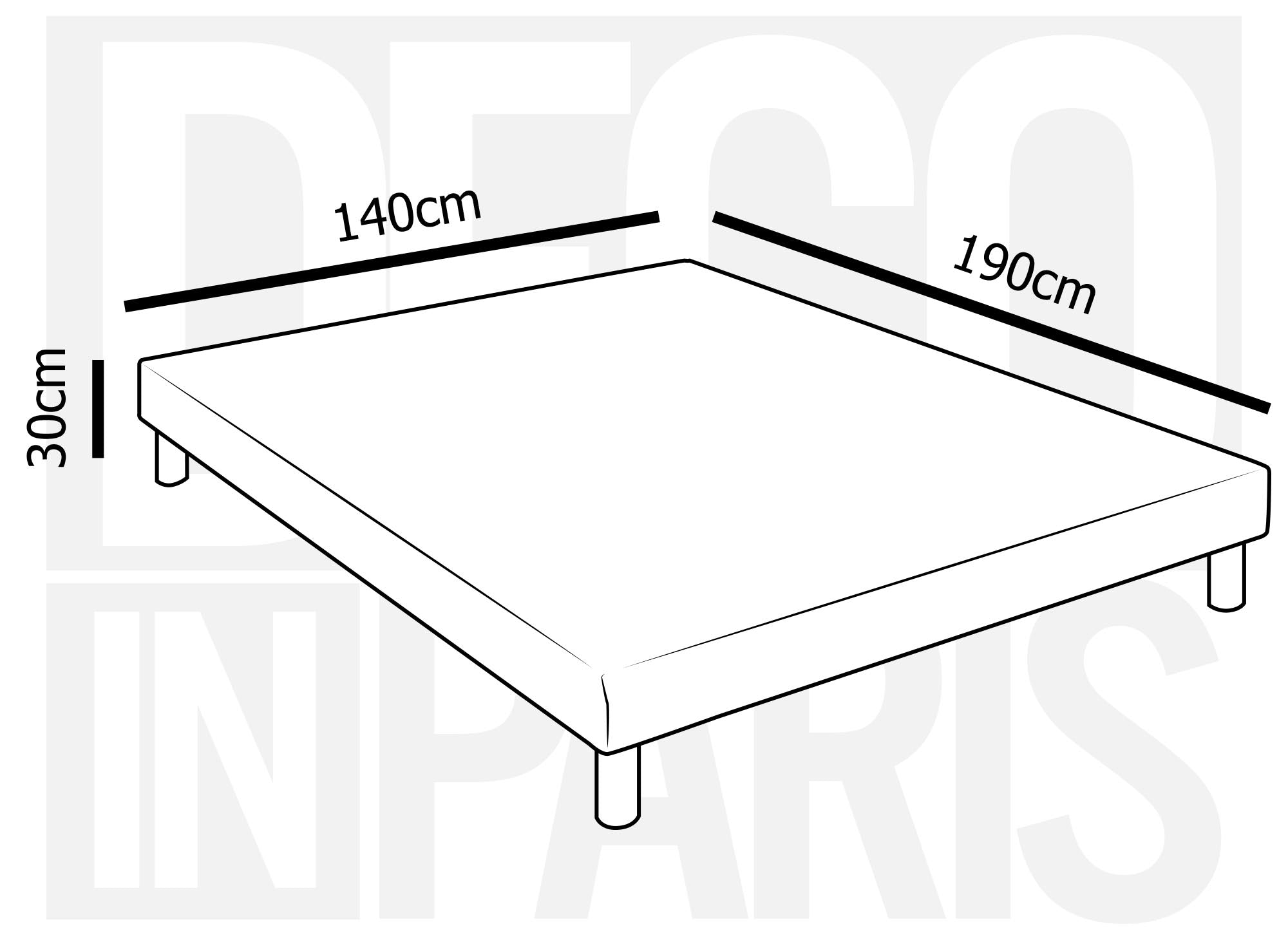 Sommier tapissier 140 x 190 cm + 4 pieds