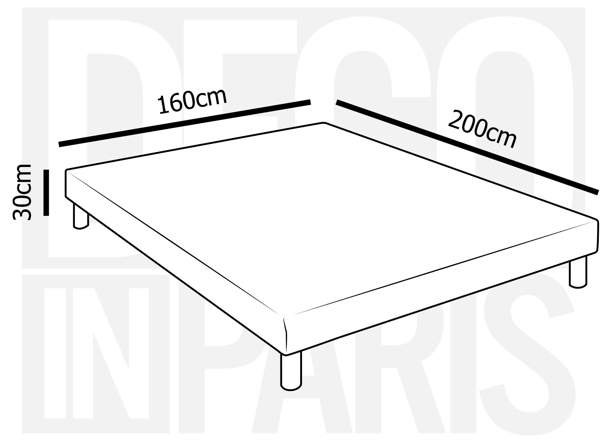 Sommier tapissier 160 X 200 cm + 4 pieds