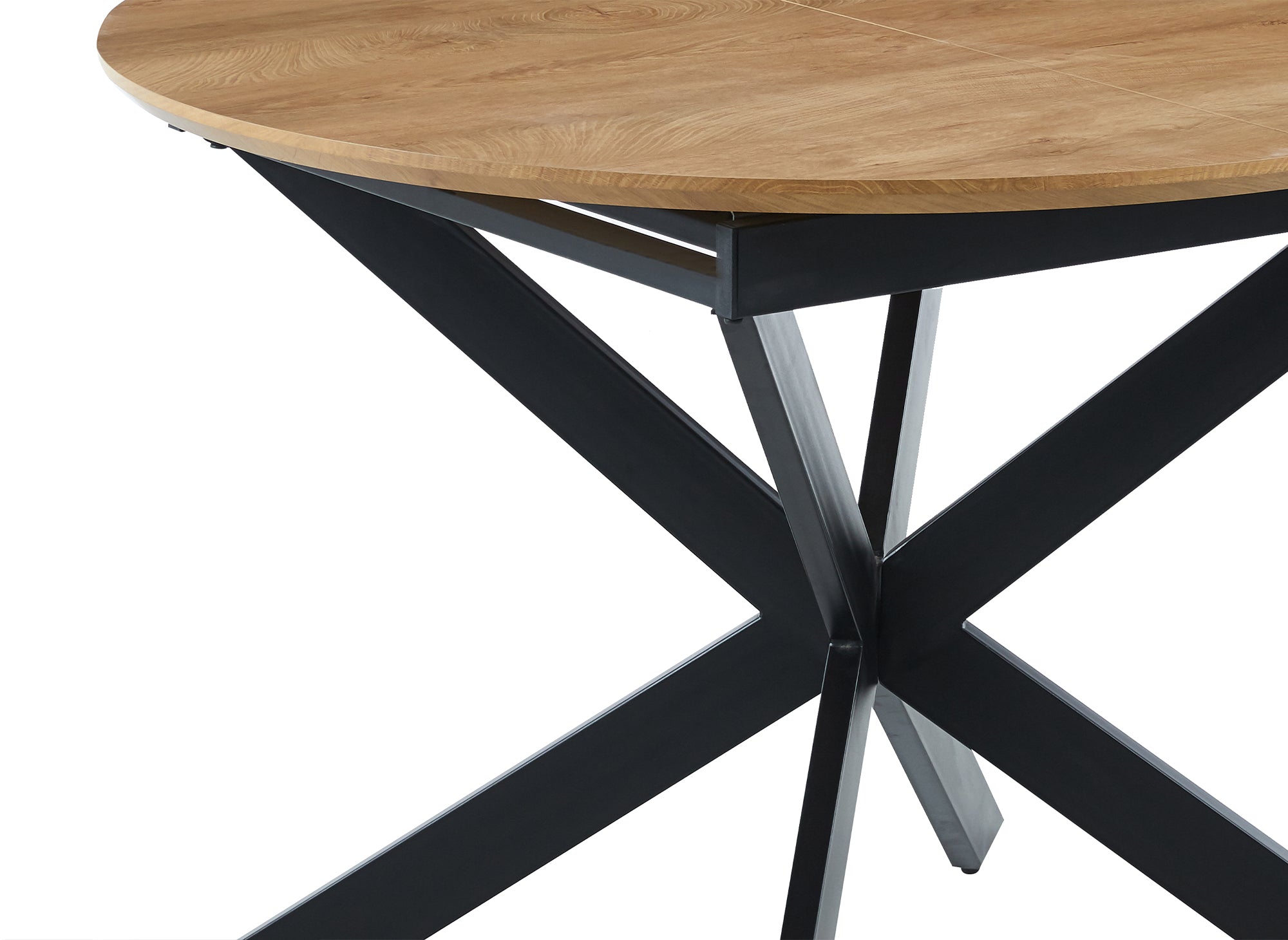 Table à manger ronde à rallonge couleur chêne VENOM