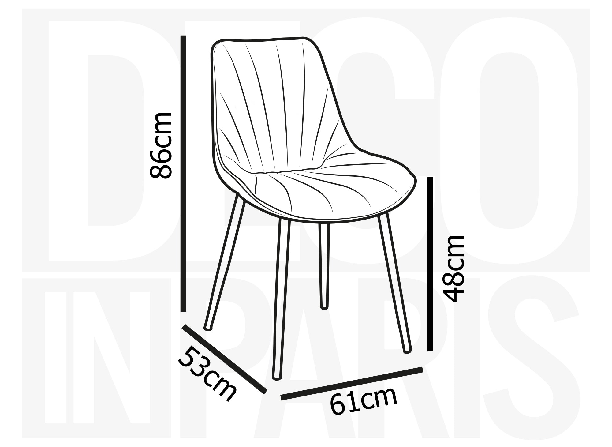 Lot de 4 chaises design en velours bleu ELOVA