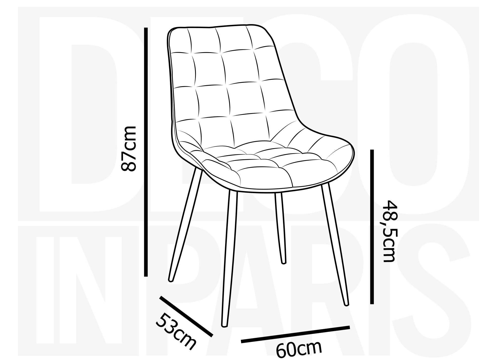 Lot de 4 chaises capitonnées en velours beige SOREN