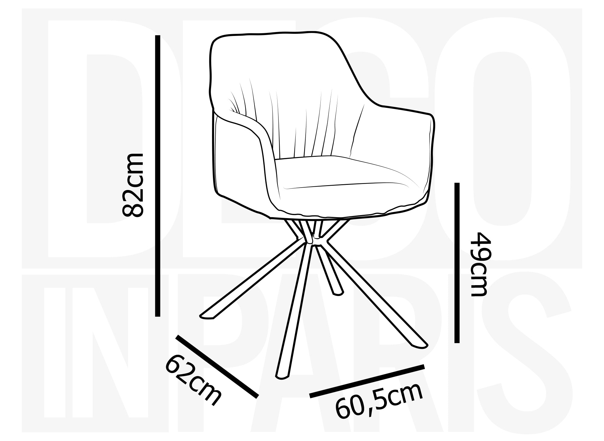 Lot de 2 chaises avec accoudoir tissu bouclette et simili cuir gris PIRO