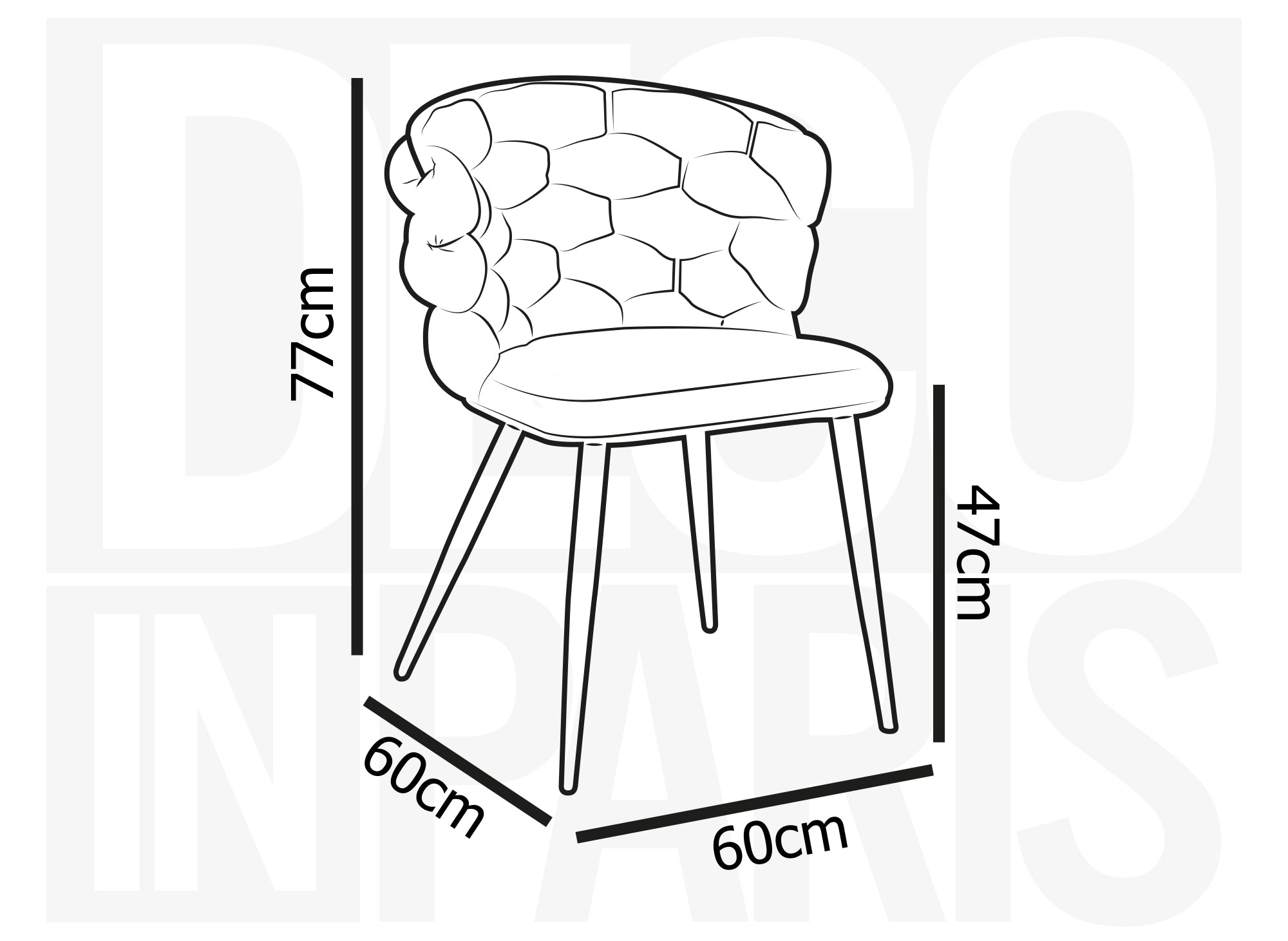 Lot de 2 chaises en velours gris pieds en métal noir CECILE