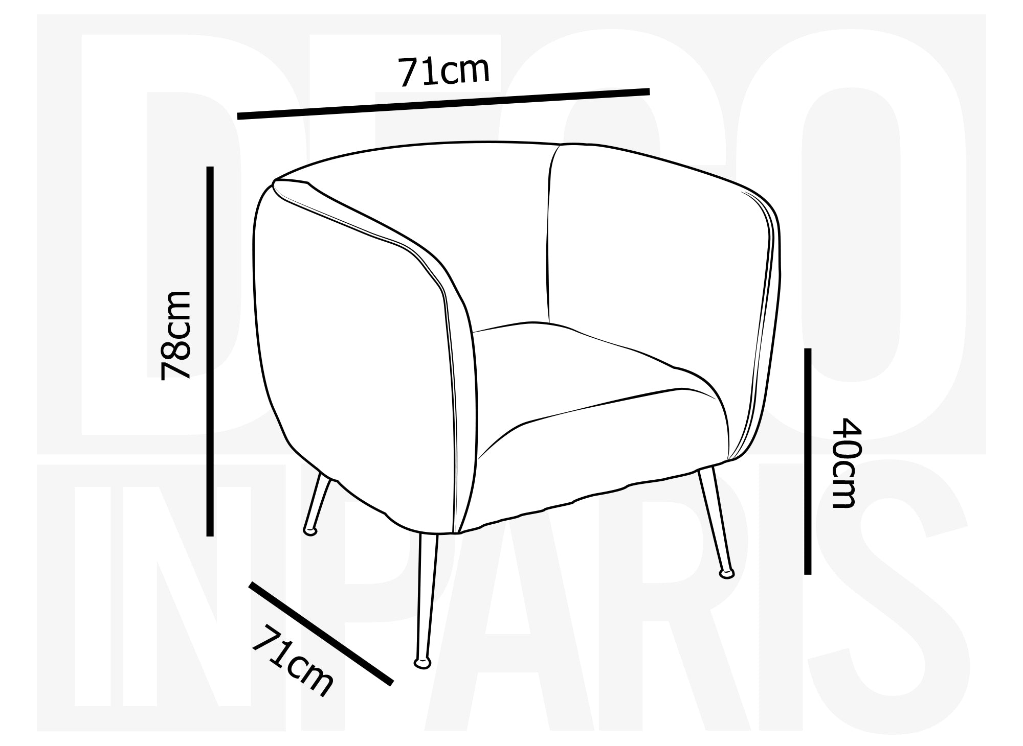 Fauteuil cabriolet en velours noir pieds doré PERRY