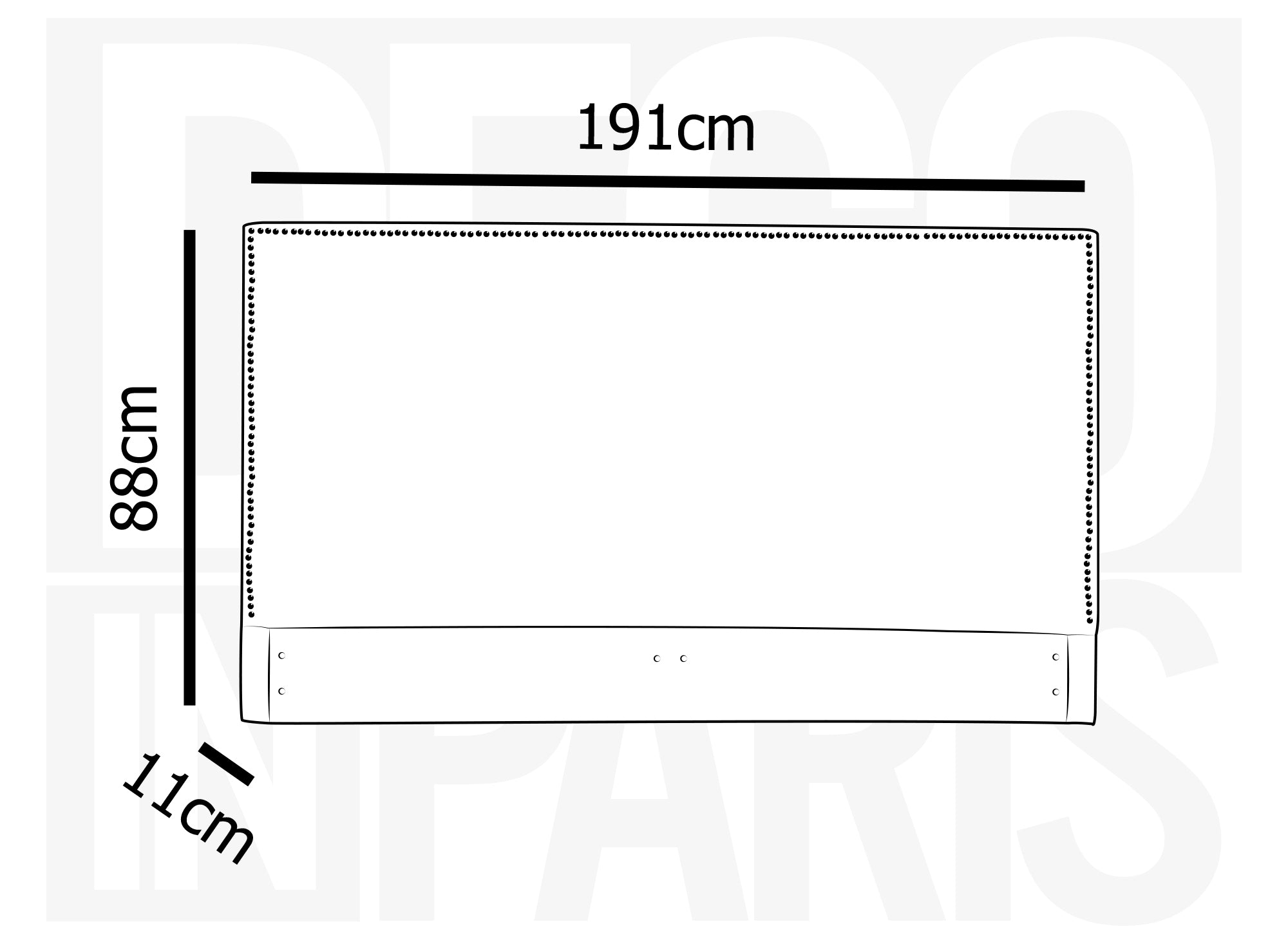 Tête de lit cloutée en tissu lin gris 180 cm LINDA
