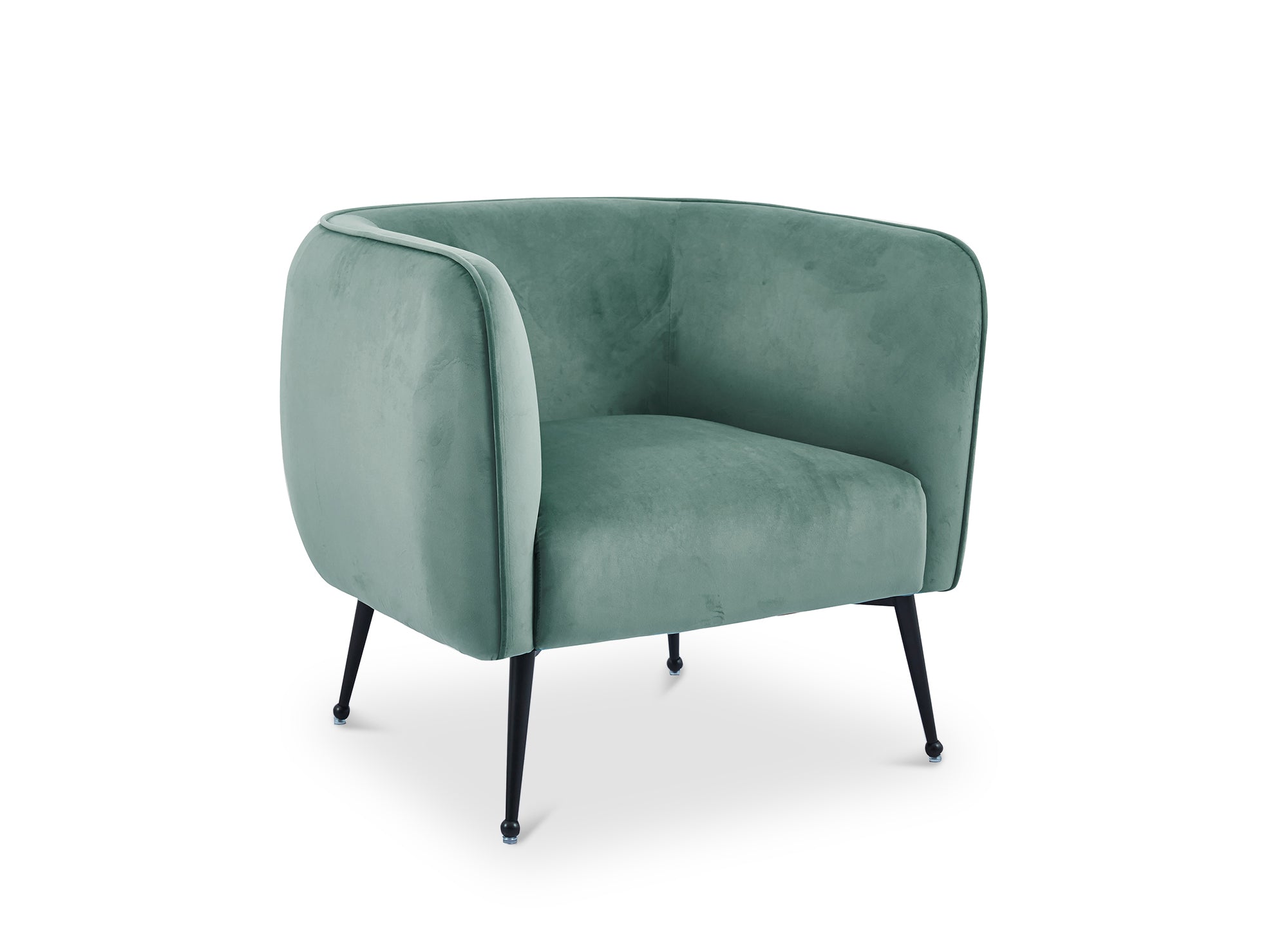 Fauteuil cabriolet en velours vert d'eau pieds noir PERRY