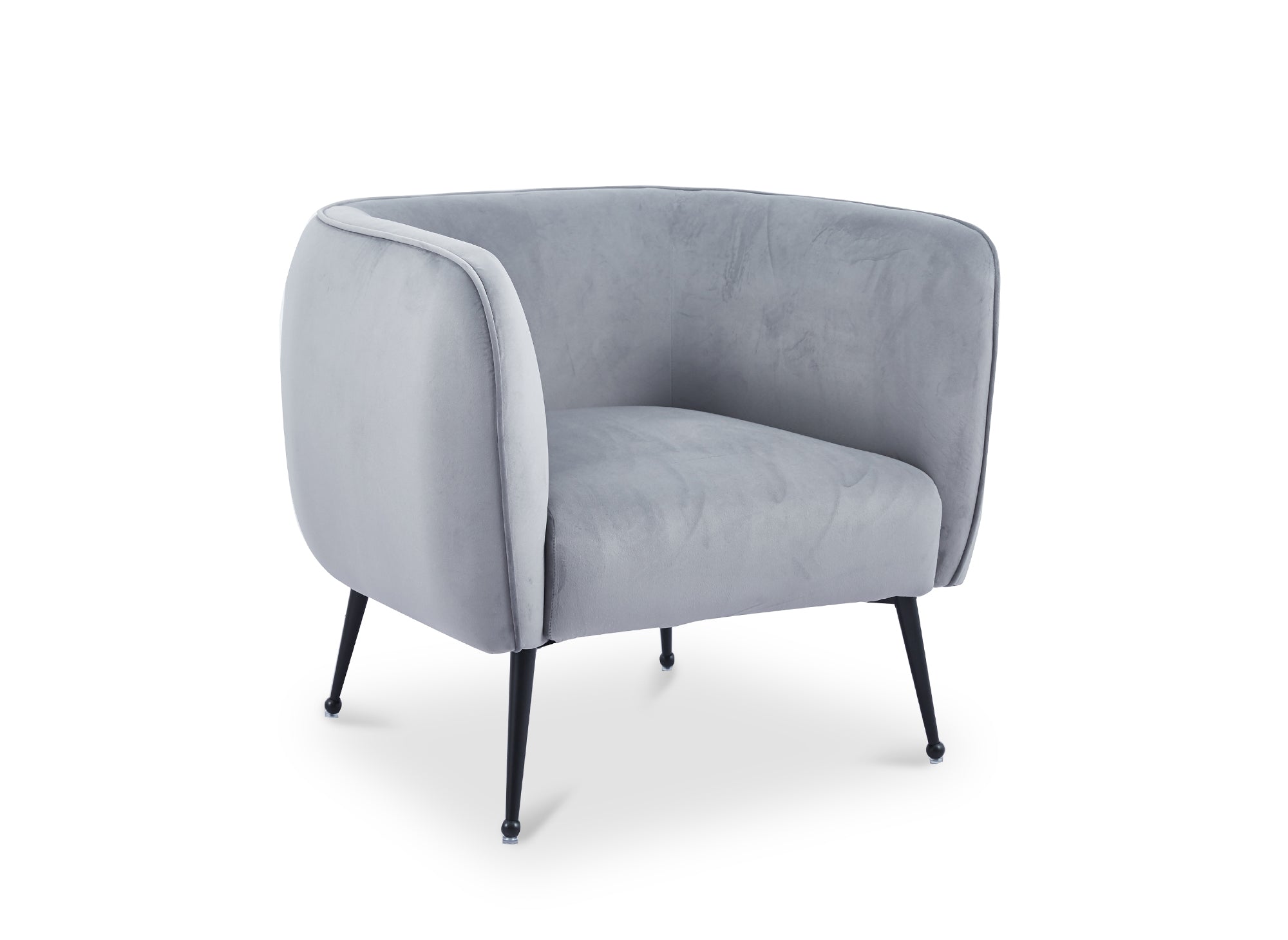 Fauteuil cabriolet en velours gris pieds noir PERRY