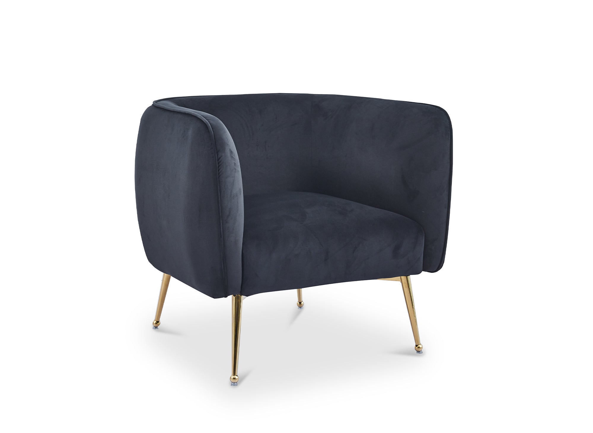 Fauteuil cabriolet en velours noir pieds doré PERRY