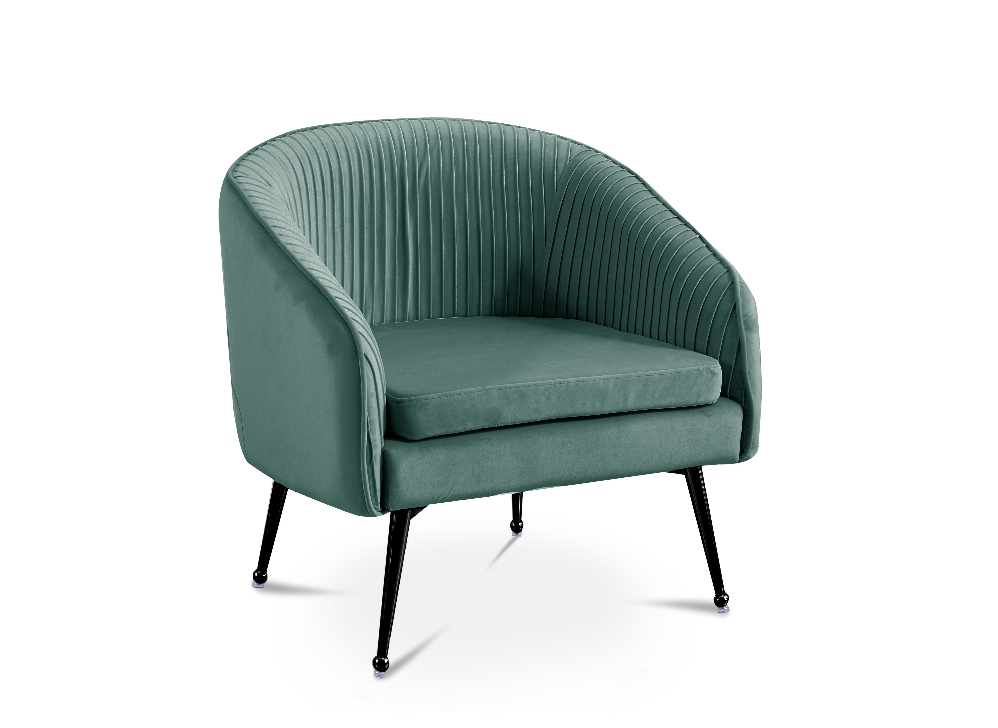 Fauteuil cabriolet en velours vert d'eau pieds noir TRECY