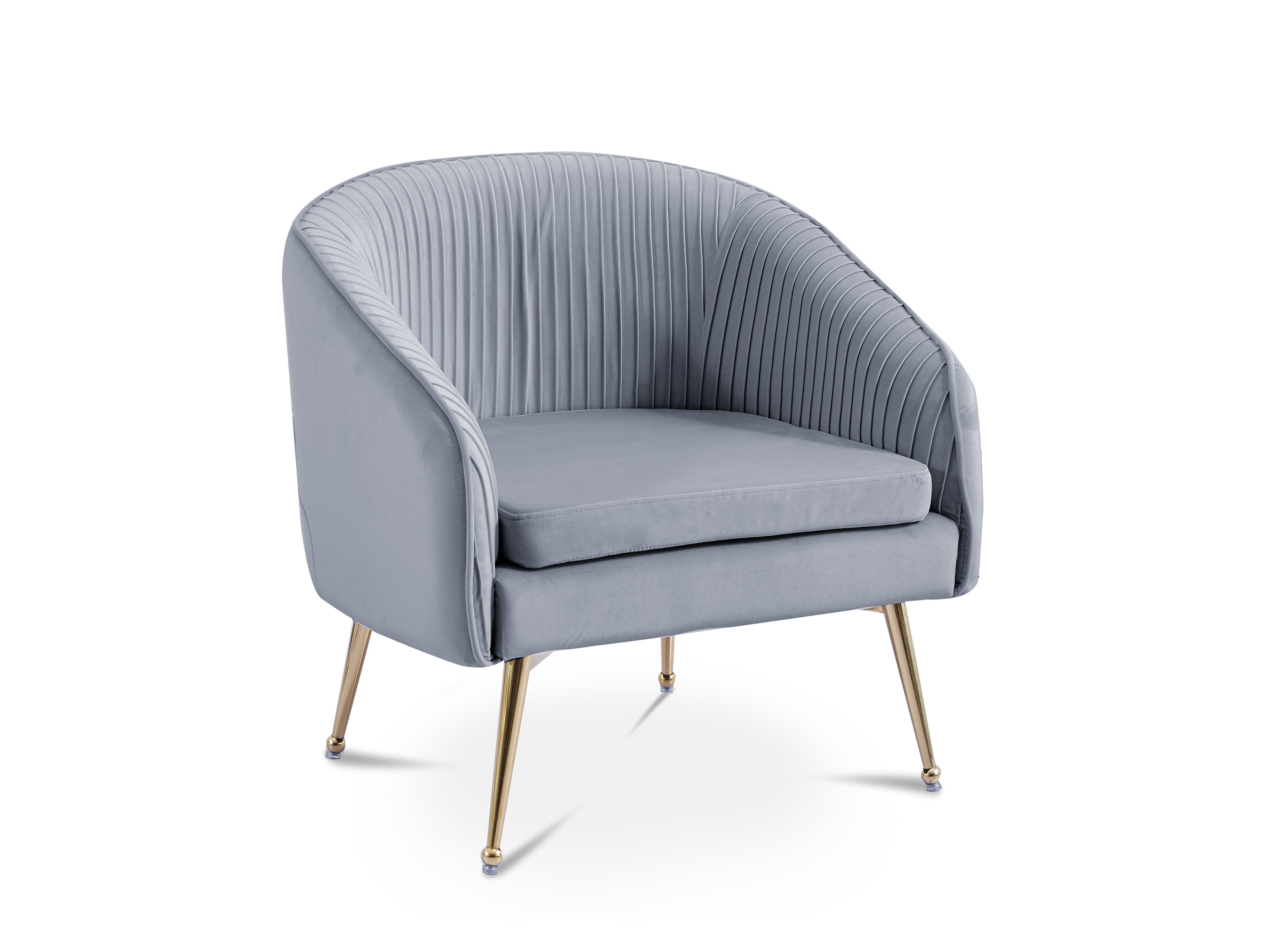 Fauteuil cabriolet en velours gris pieds doré TRECY