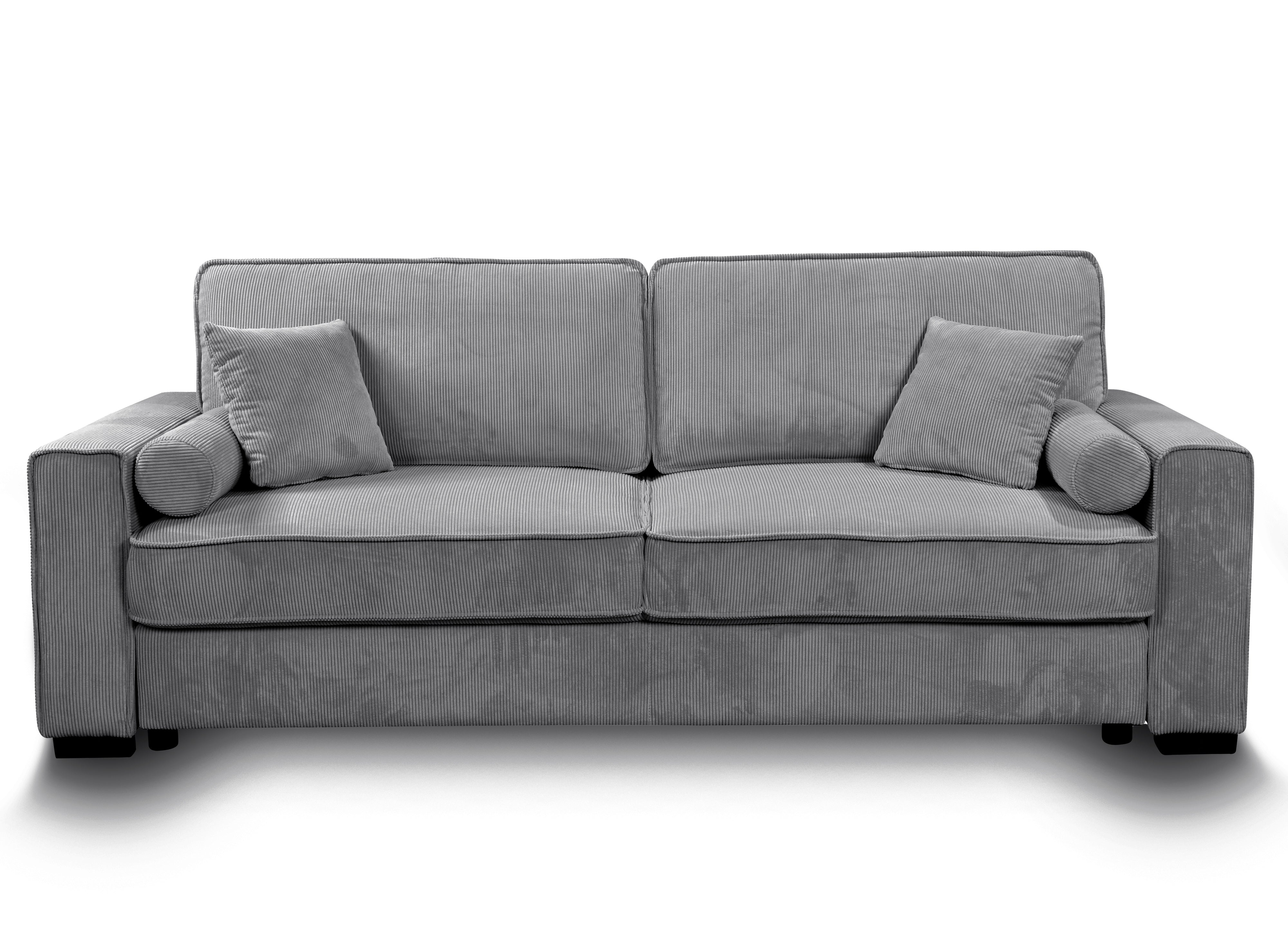 Canapé convertible 3 places en velours côtelé gris ALINE