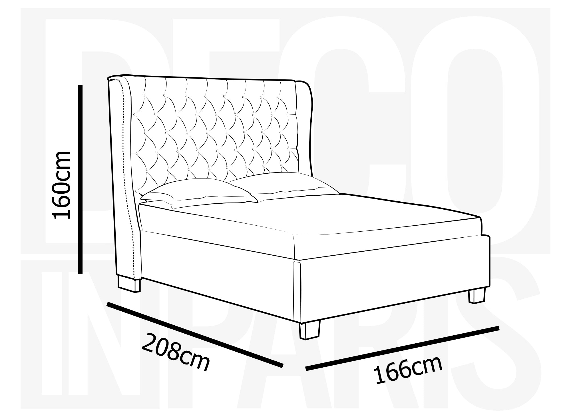 Letto contenitore imbottito in tessuto di lino beige FLORINE 140 x 190 cm